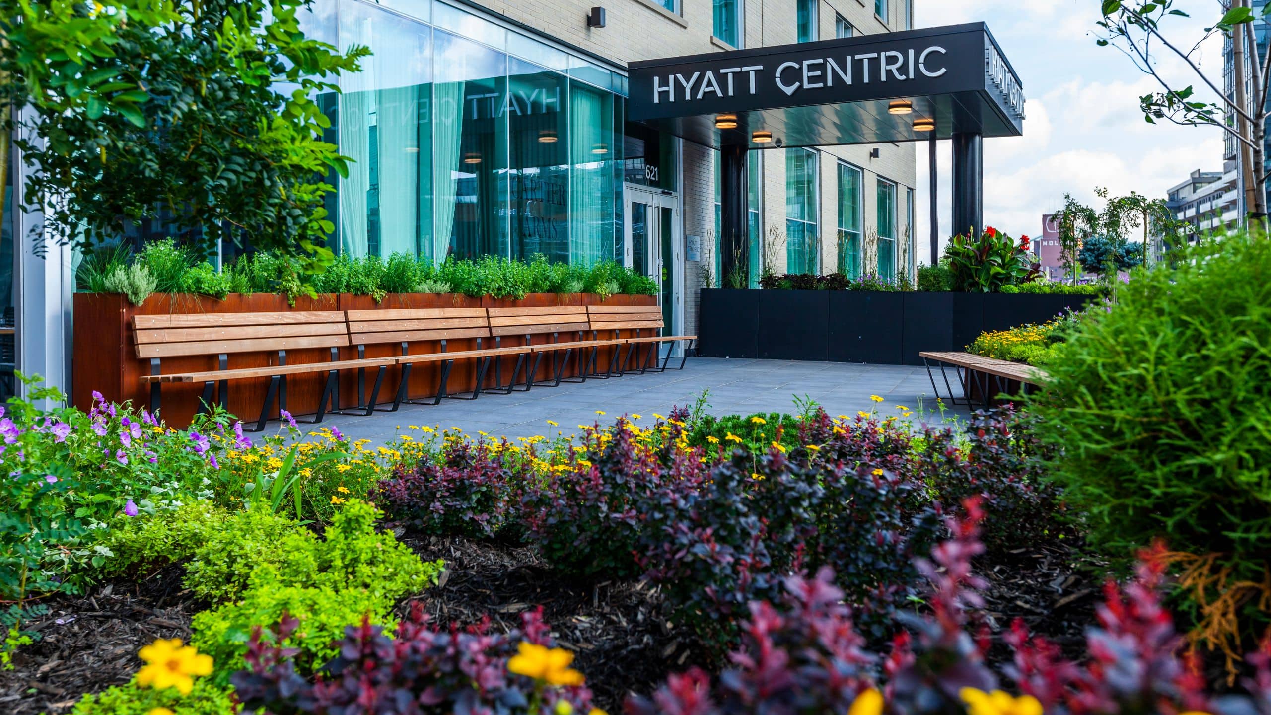 Hyatt Centric Montreal Exterior Terrace Flowers