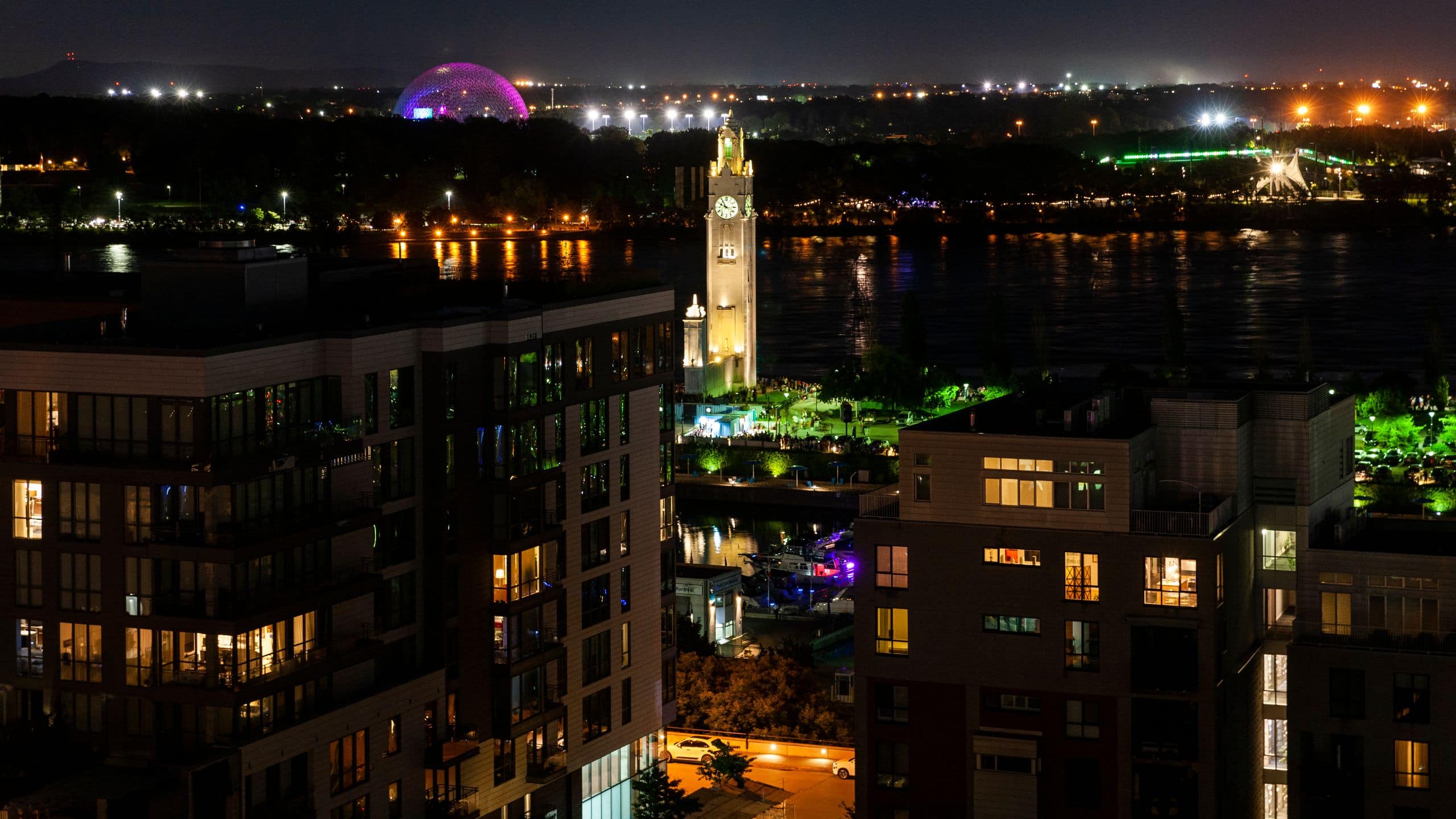 Hyatt Centric Montreal Rooftop Clock Tower View Night