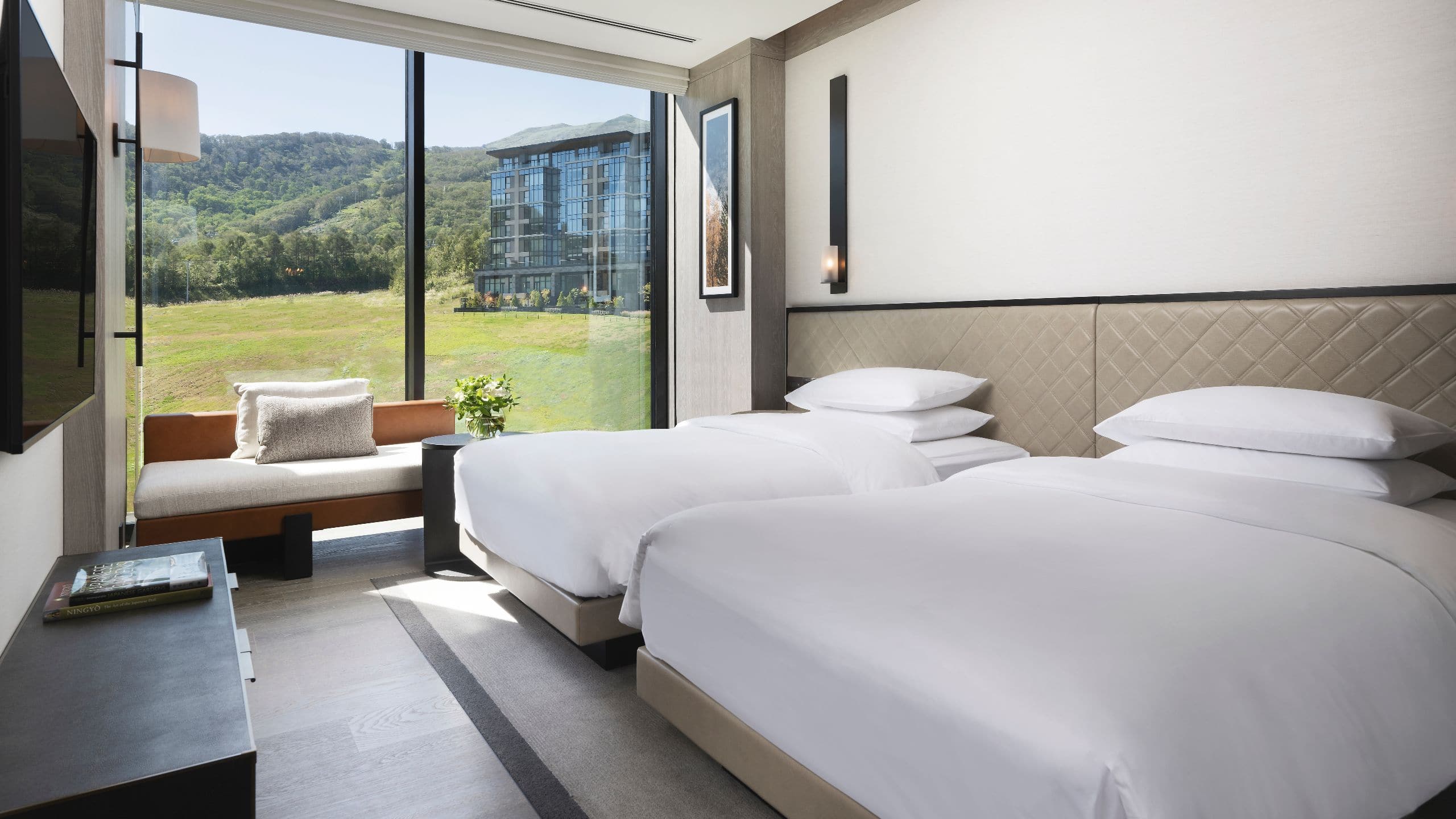 2 of 3 Park Hyatt Niseko Hanazono Twin Beds Mountain View Bedroom Green Season