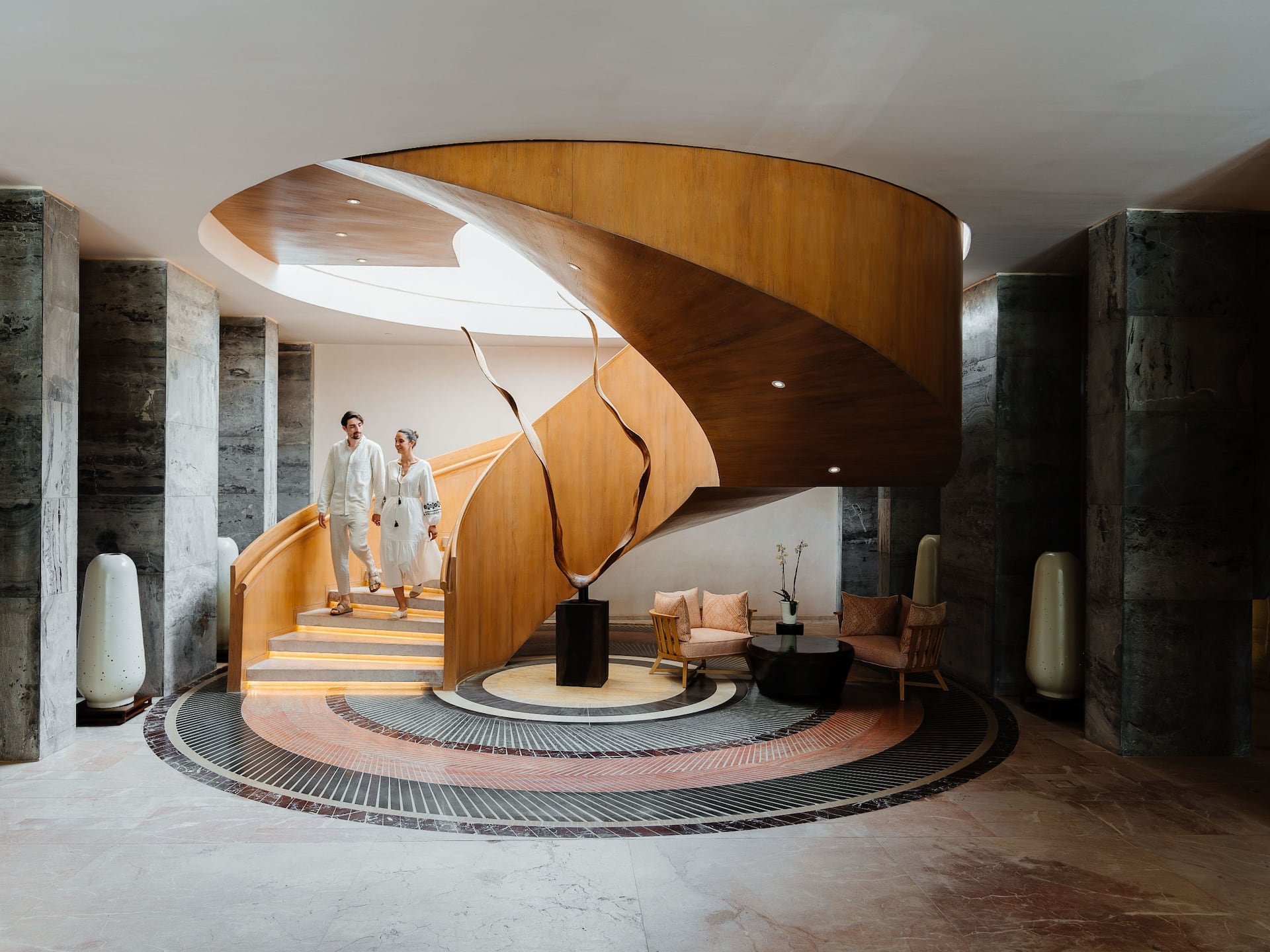 Hyatt Regency HR_P0314 Spa Couple Walking Down Stairs