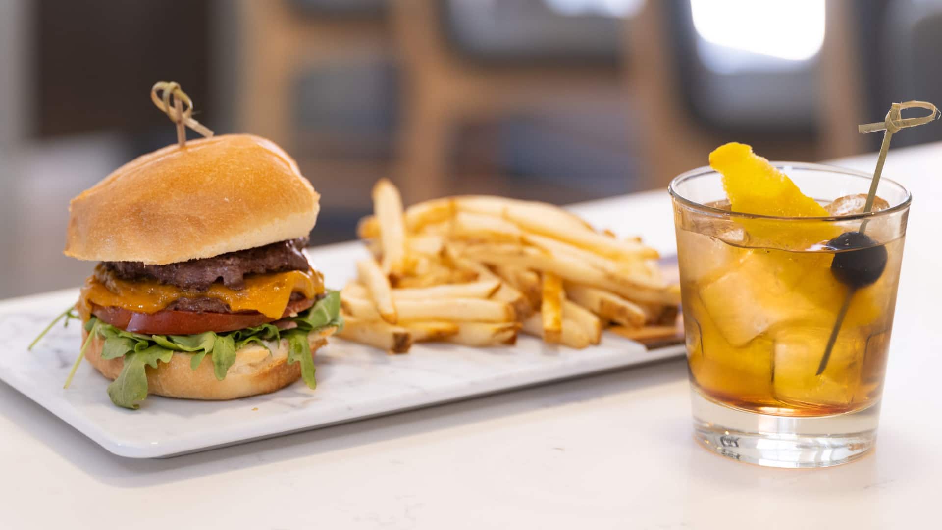 Hyatt House Colorado Springs Airport Cheeseburger Fries Cocktail
