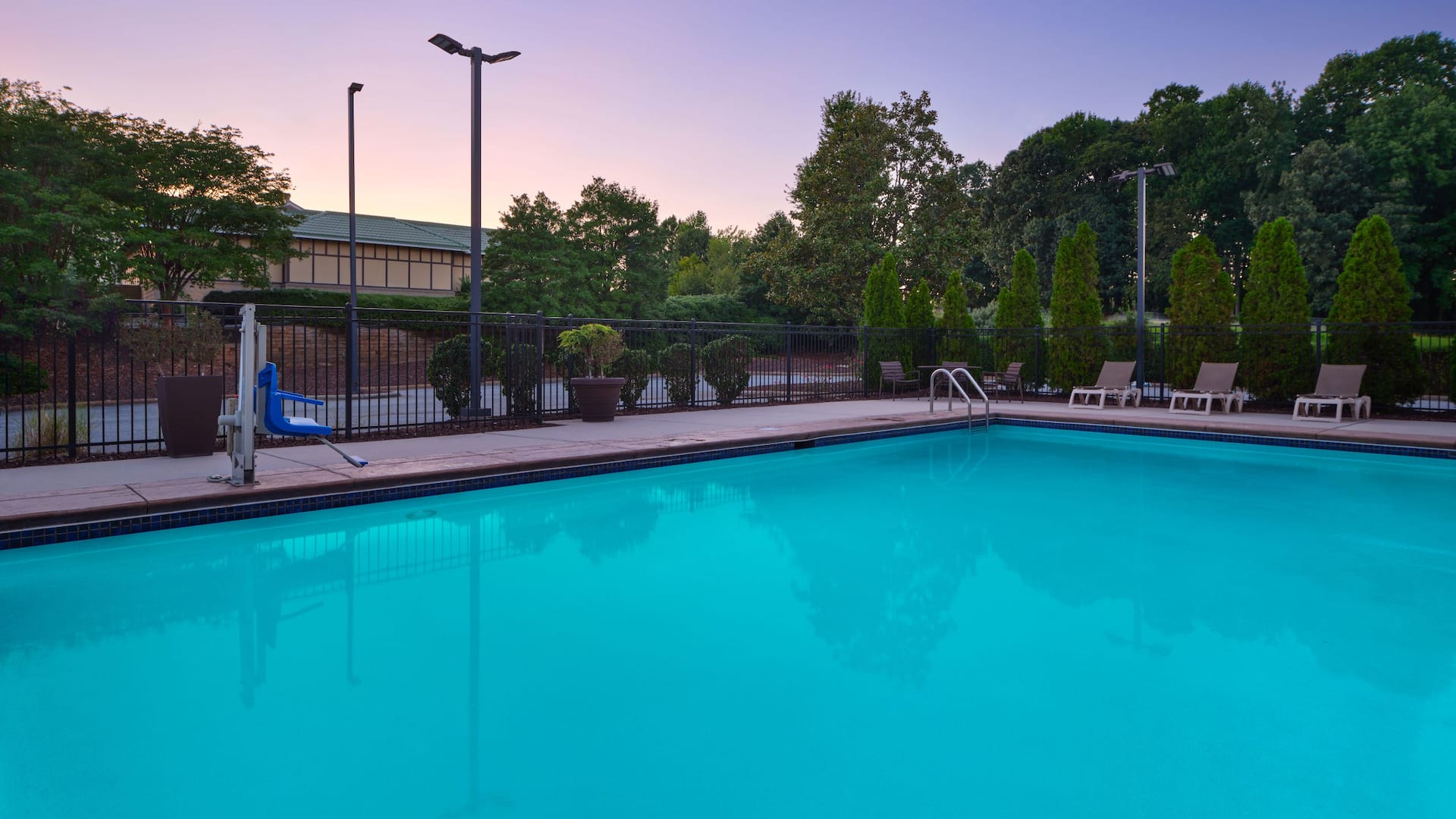 Hyatt Place Greensboro Pool Dusk View