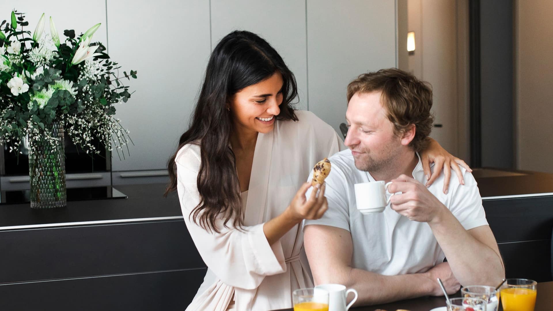 Hyatt Regency Madrid Residences Breakfast Room Service Couple