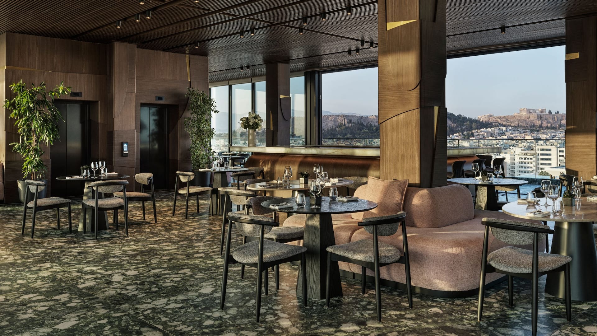 Grand Hyatt Athens Rooftop Restaurant Acropolis View