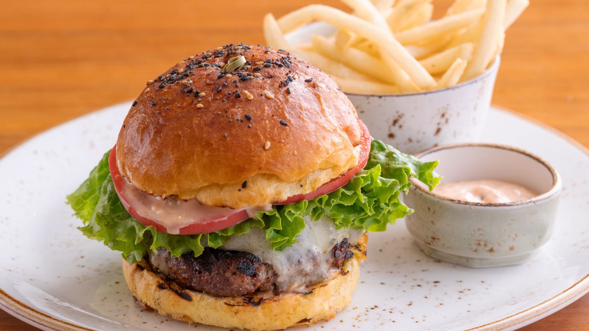 Hyatt Regency Kyoto Cafe 33 Cheeseburger With Fries Slight Upper Angle