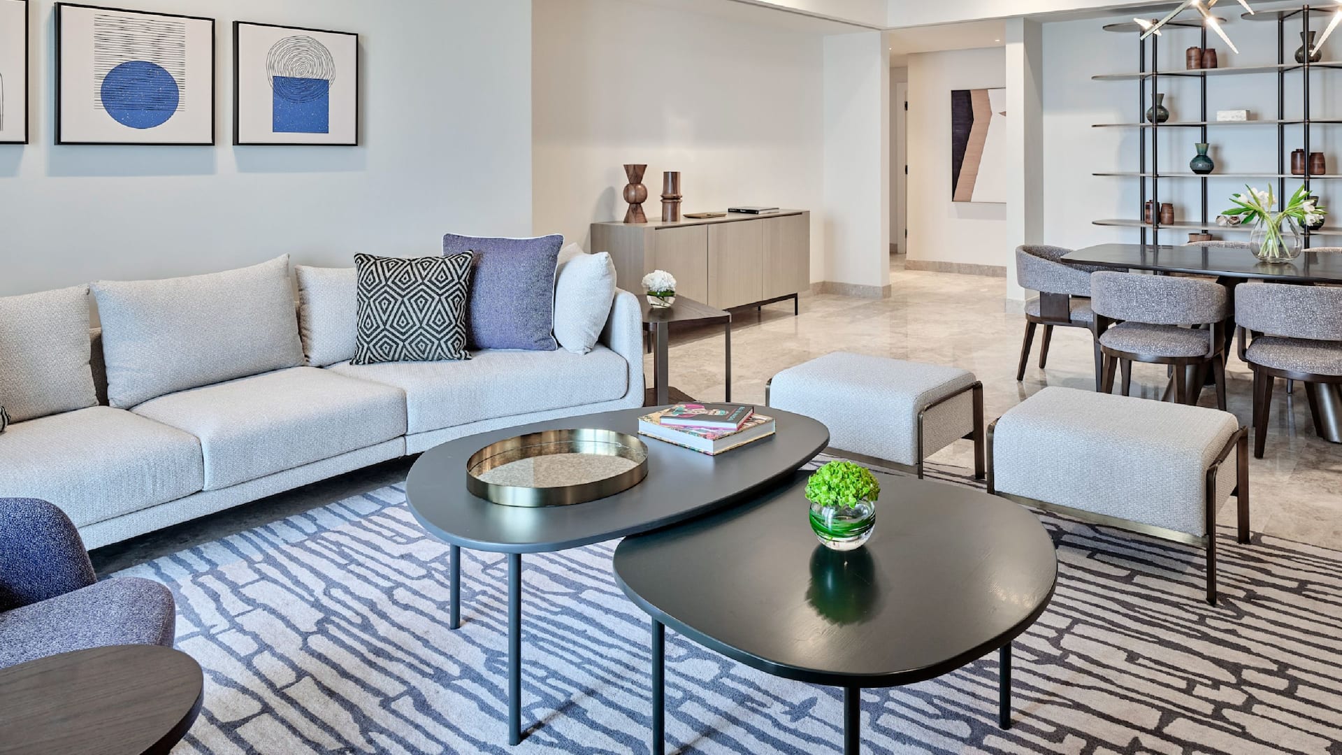 Grand Hyatt Kuwait Residences 3 Bedroom Apartment Living Room Overview