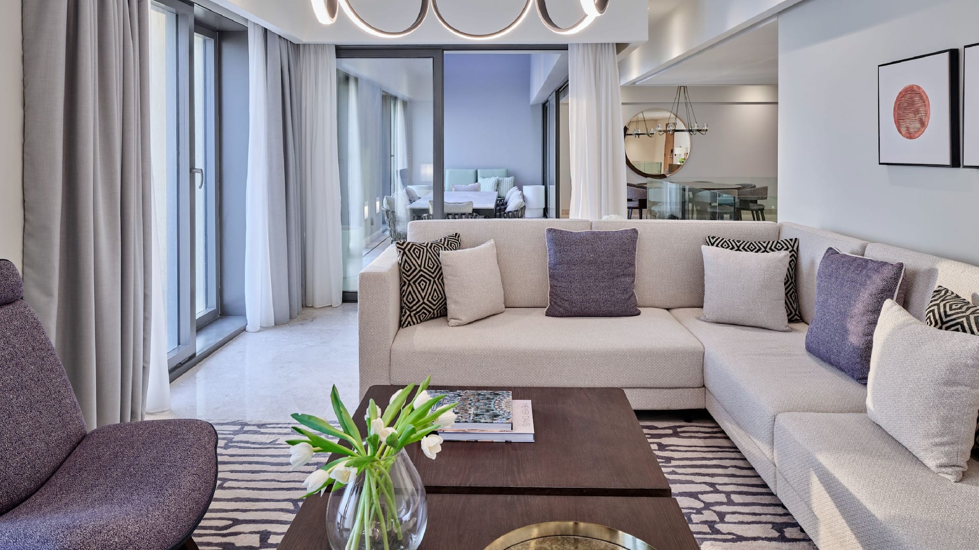 Grand Hyatt Kuwait Residences Four Bedroom Apartment Living Room Upstairs Overview