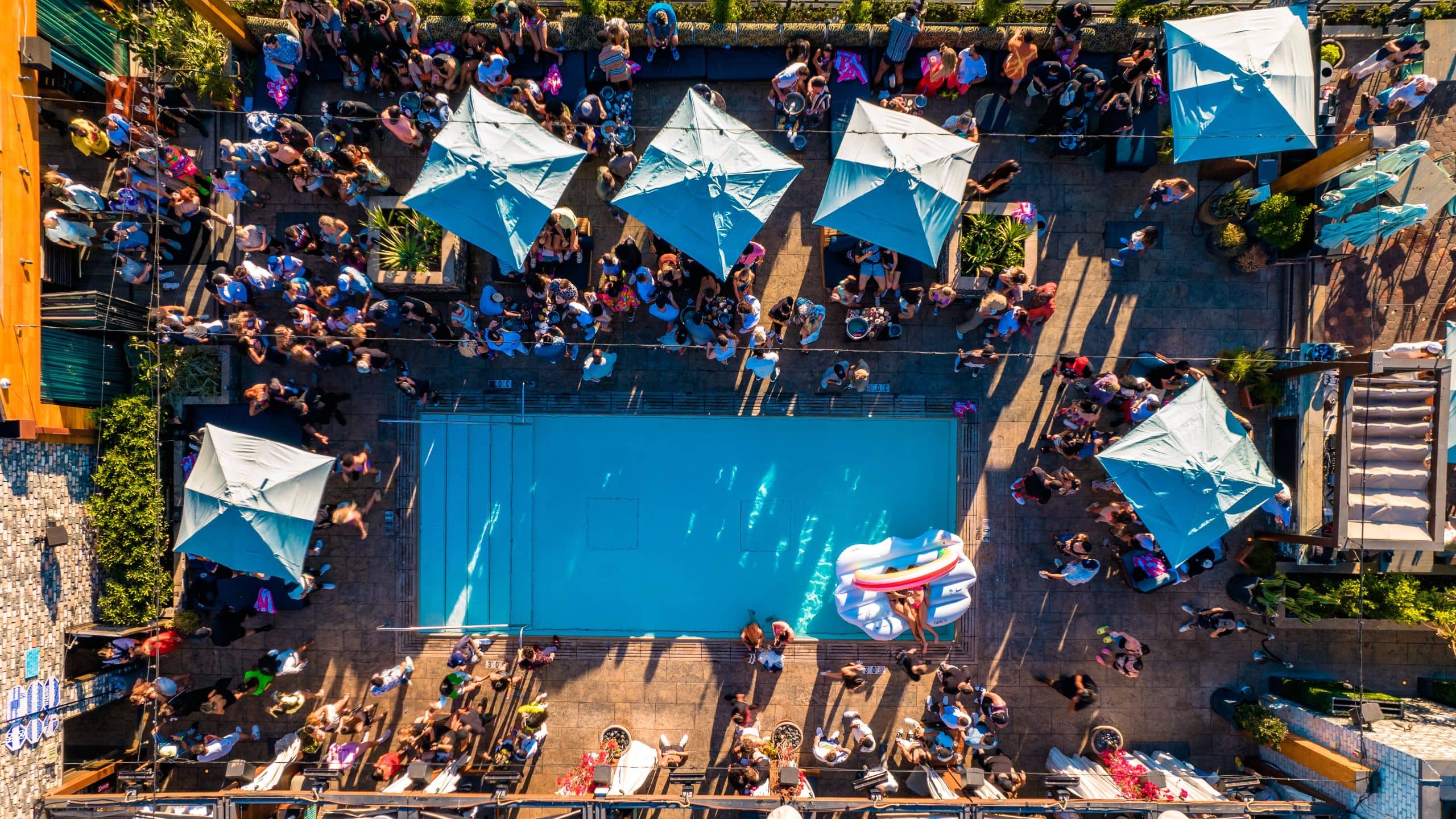 Dream Hollywood Pool Party Aerial View Daytime