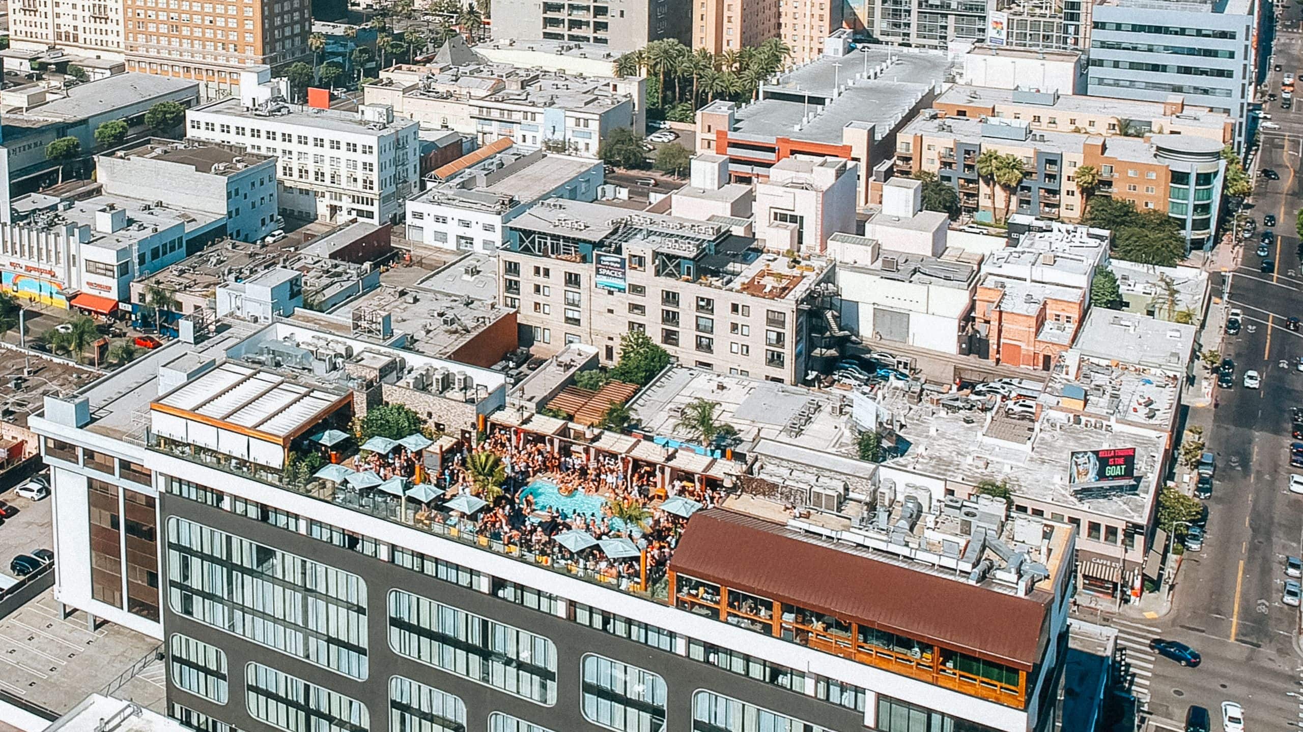 Dream Hollywood Pool Party Aerial View