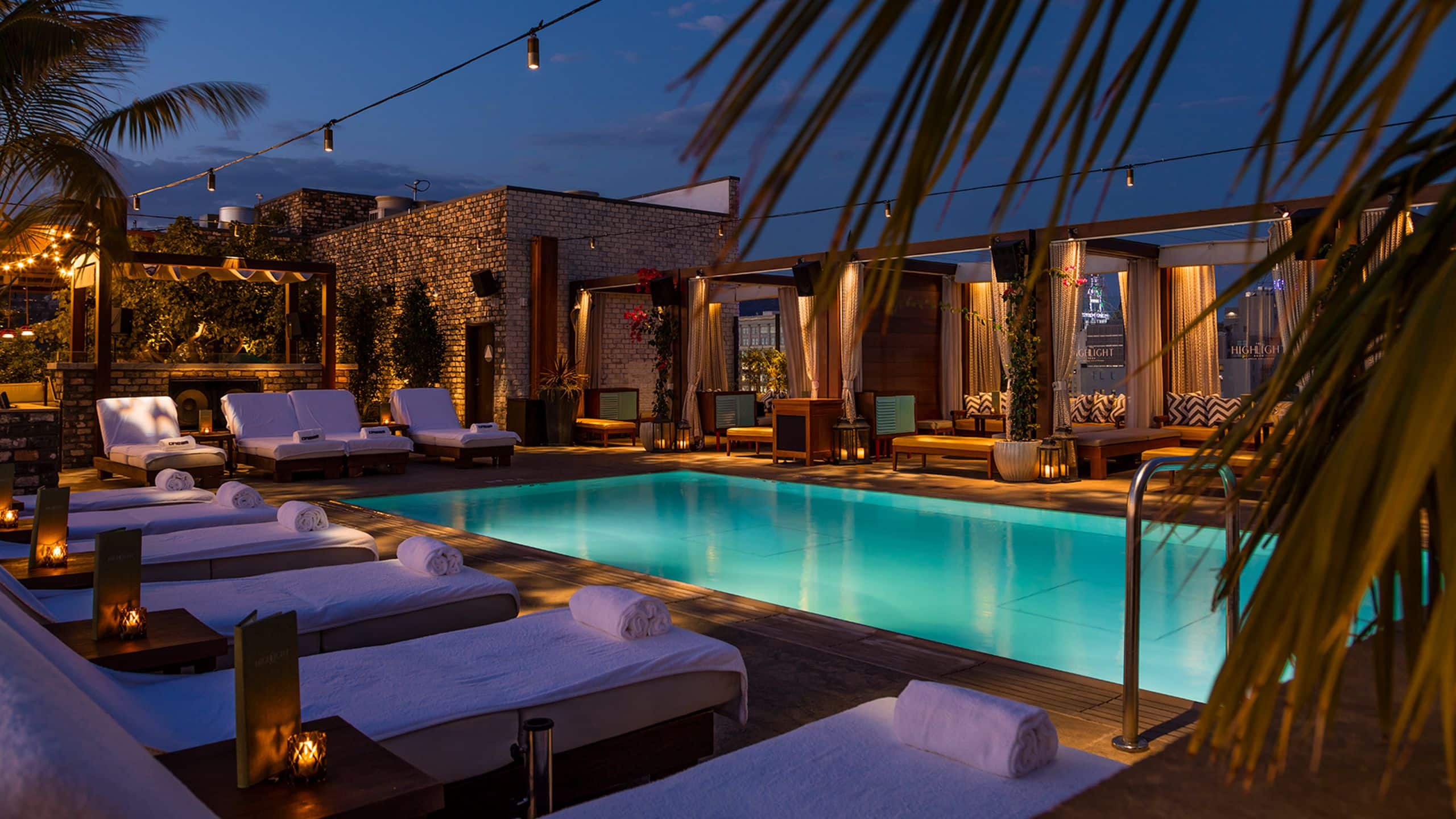 Dream Hollywood Lit Pool At Nighttime