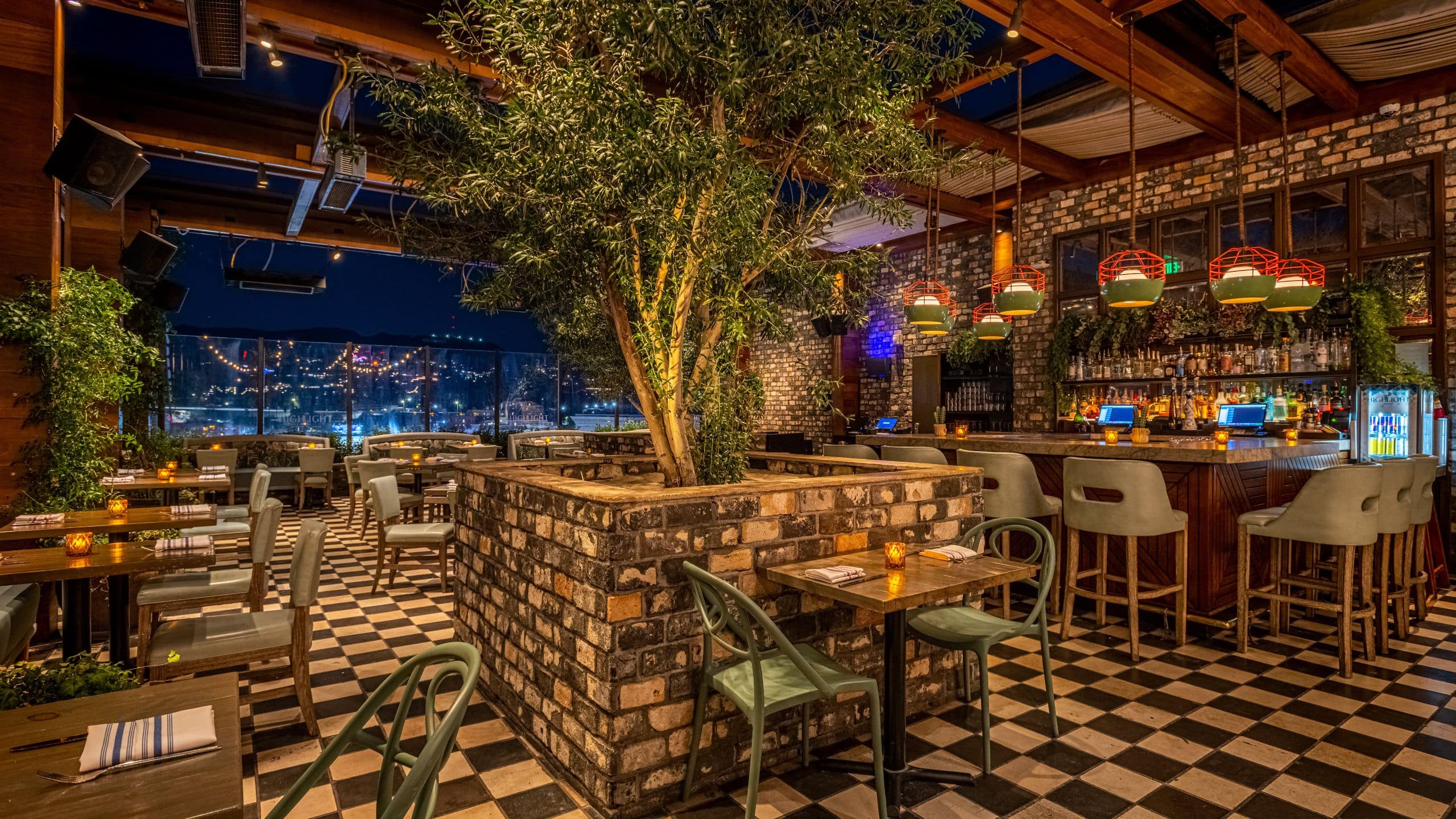 Dream Hollywood Highlight Room Dining Area At Nighttime