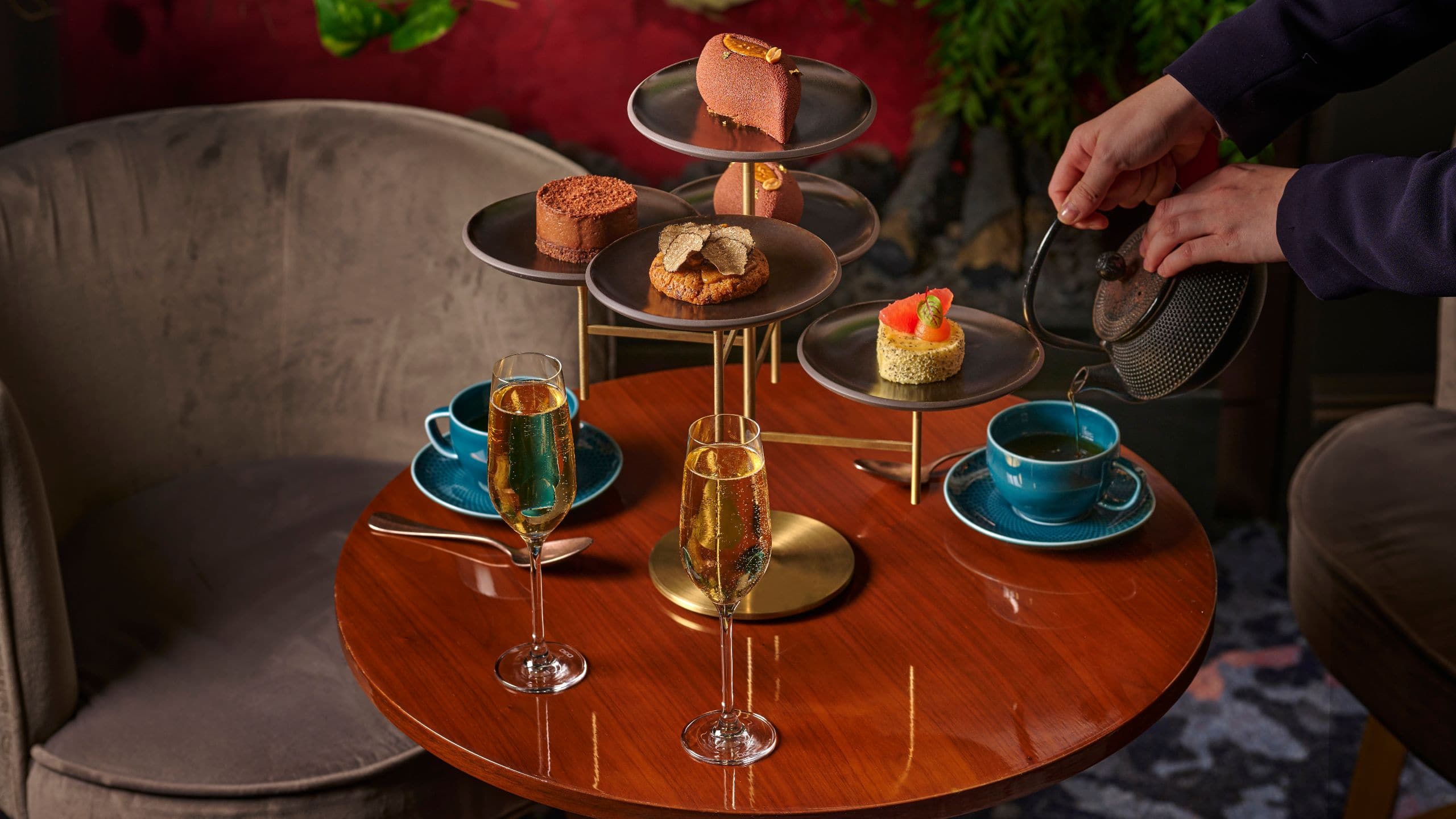 Hôtel du Louvre Festive Tea Time Pastries Tea Served