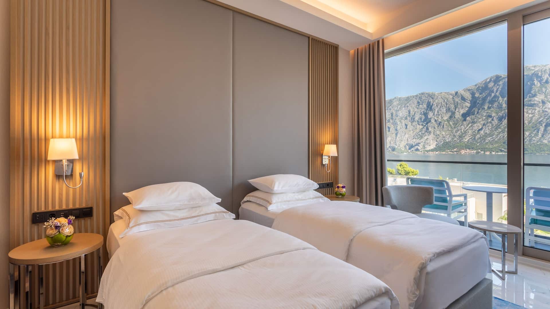 Hyatt Regency Kotor Bay Resort Two Twin Beds Guestroom Angle Detail