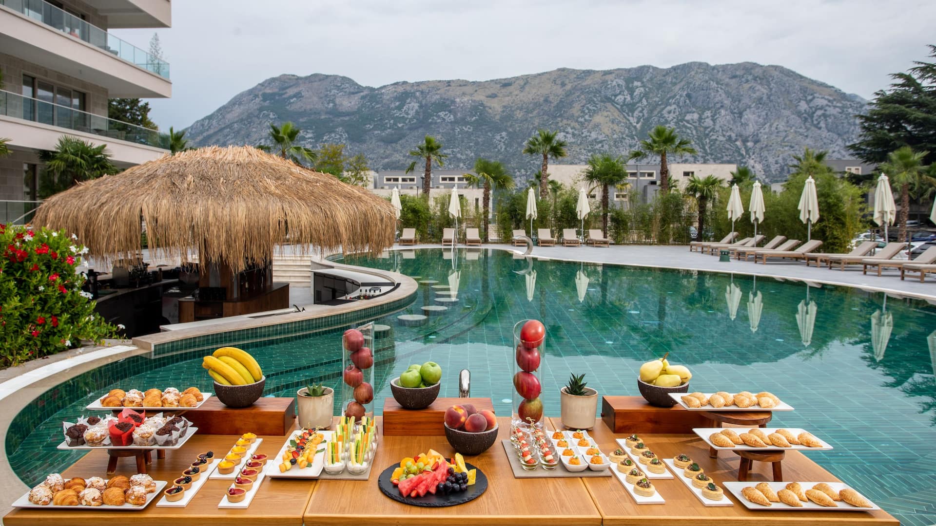 Hyatt Regency Kotor Bay Resort Bliss Pool Bar Buffet Setup