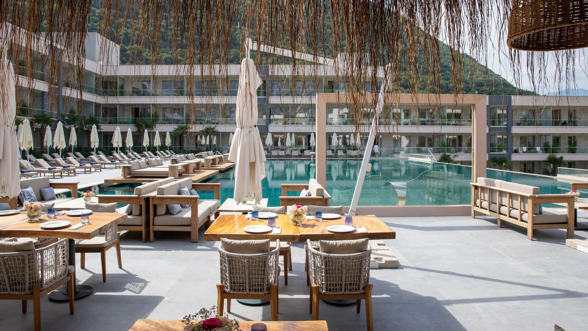 Hyatt Regency Kotor Bay Resort Bliss Pool Bar Dining Tables