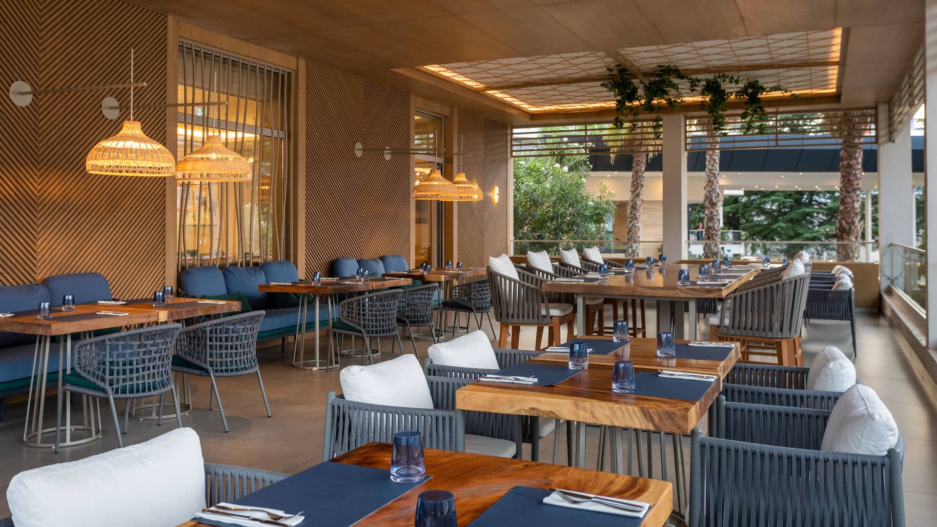 Restaurant at Hyatt Regency Kotor Bay Resort, Montenegro, offering a dining experience with panoramic sea views of the Adriatic
