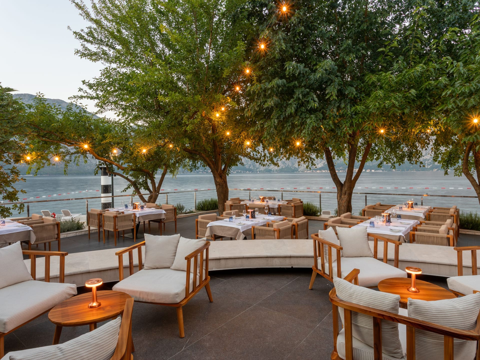Hyatt Regency Kotor Bay Resort Lighthouse Restaurant Terrace Lights