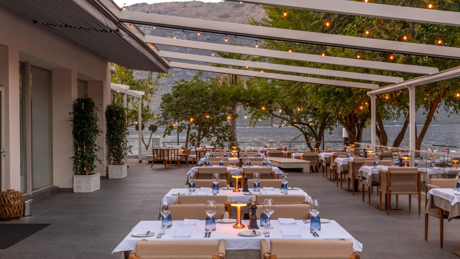 Hyatt Regency Kotor Bay Resort Lighthouse Restaurant Terrace Setup