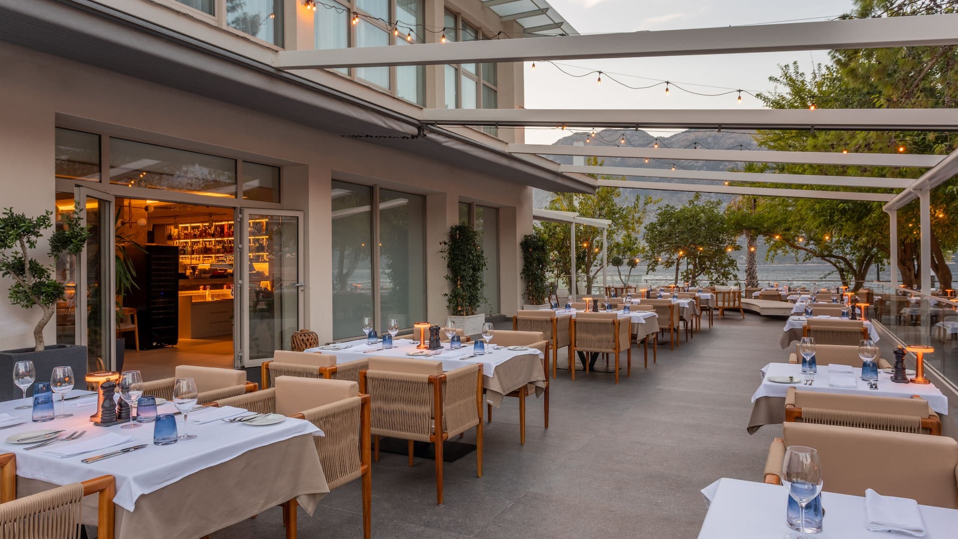 Hyatt Regency Kotor Bay Resort Lighthouse Restaurant Terrace Set Up