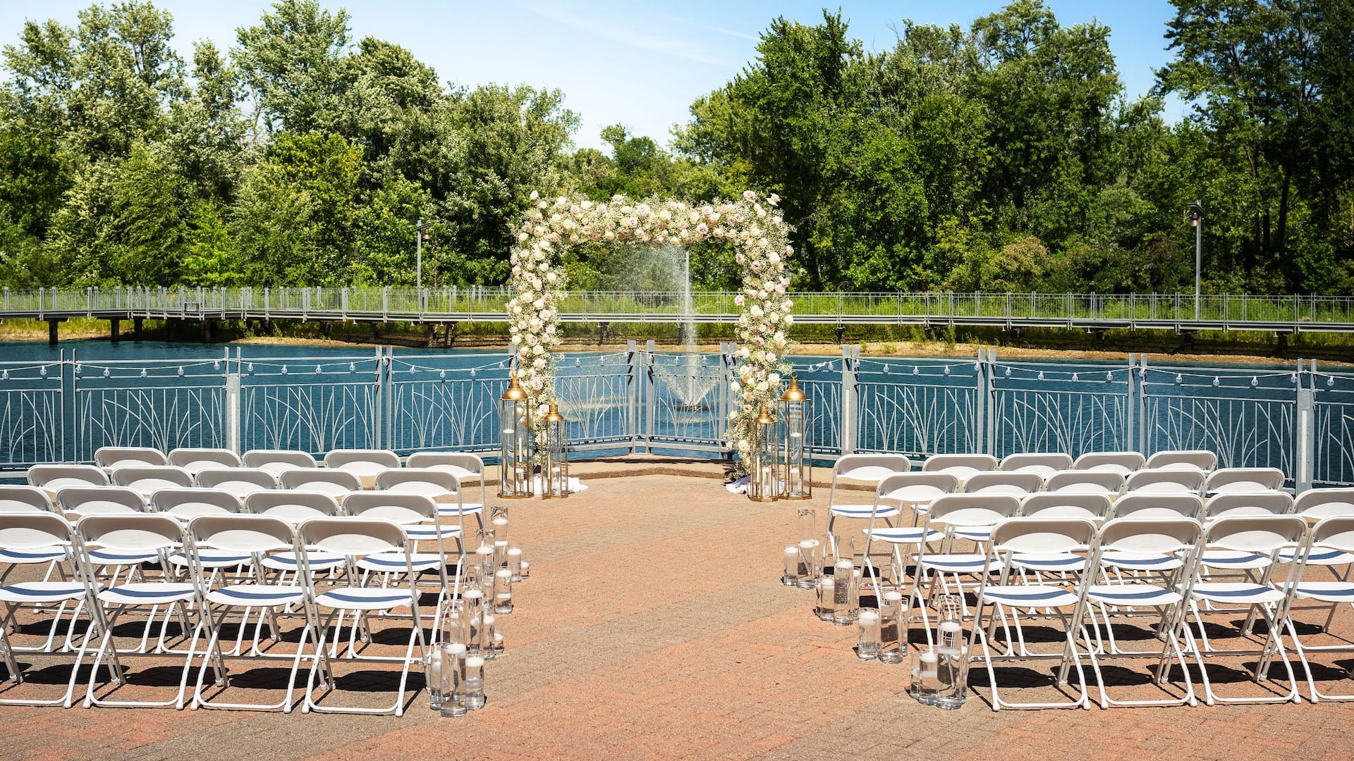 Hyatt Regency Coralville Hotel & Conference Center Wedding East Terrace Chair Setup