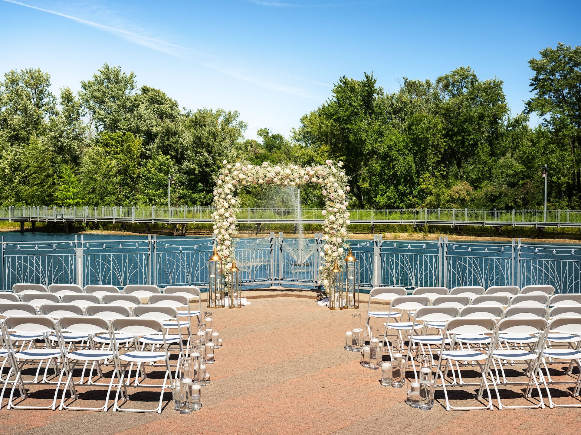 Hyatt Regency Coralville Hotel & Conference Center Wedding East Terrace Chair Setup