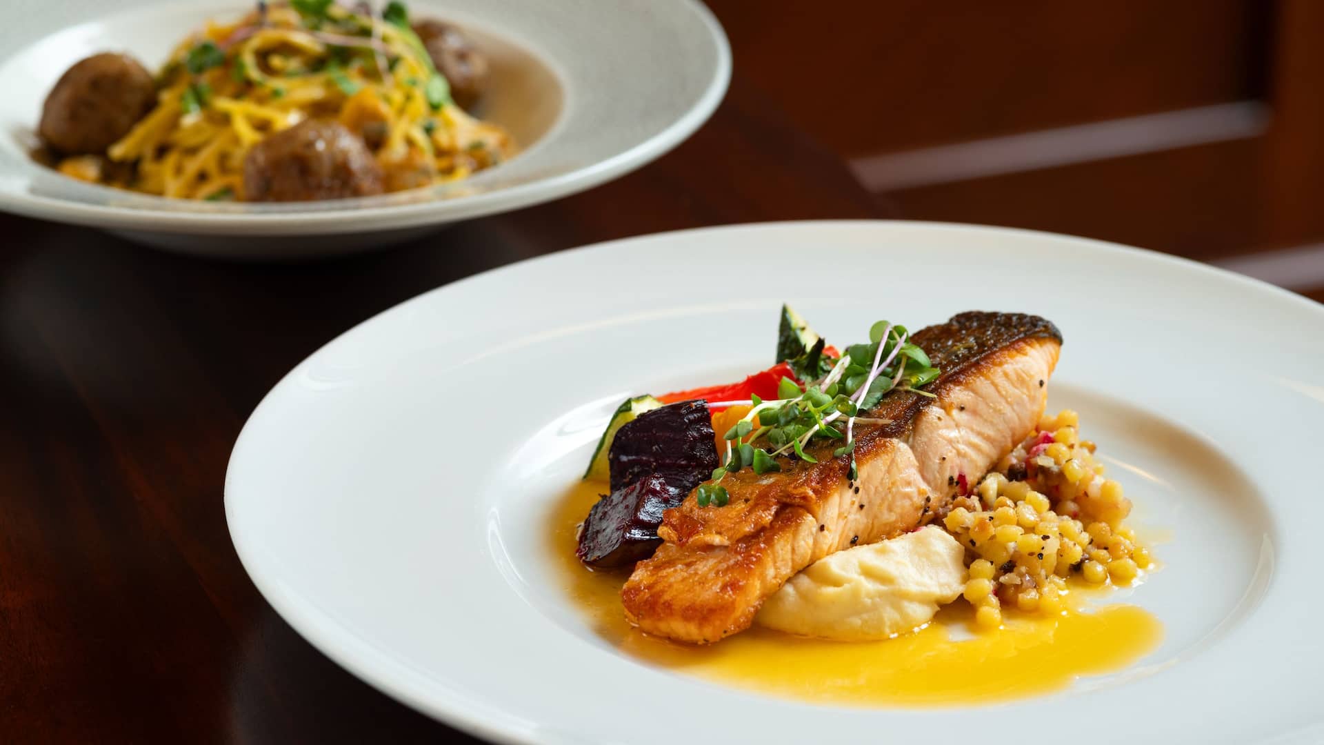 Hyatt Regency Calgary Garlic Chili Butter Salmon Dish