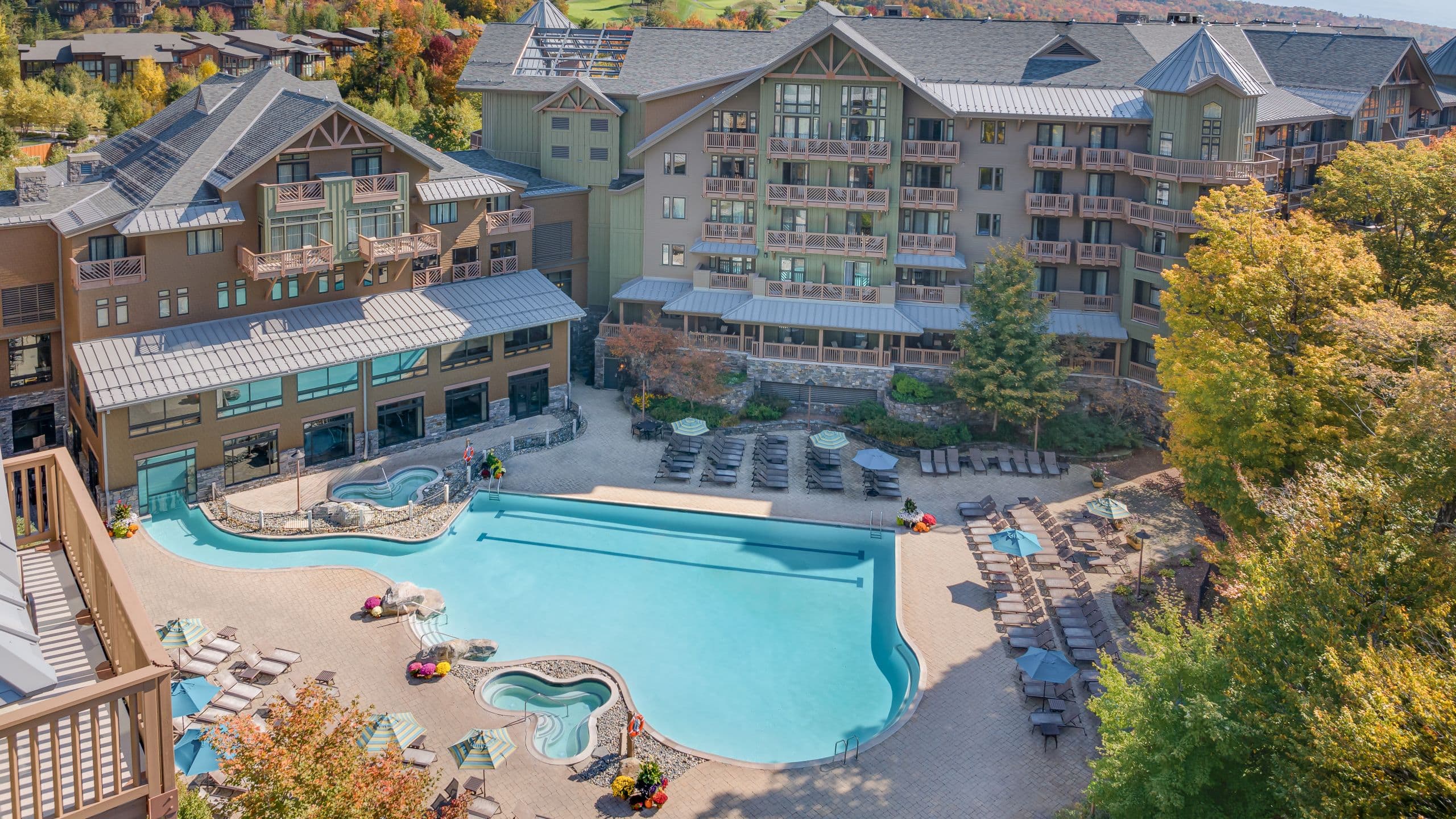 The Lodge at Spruce Peak Pool Fall View