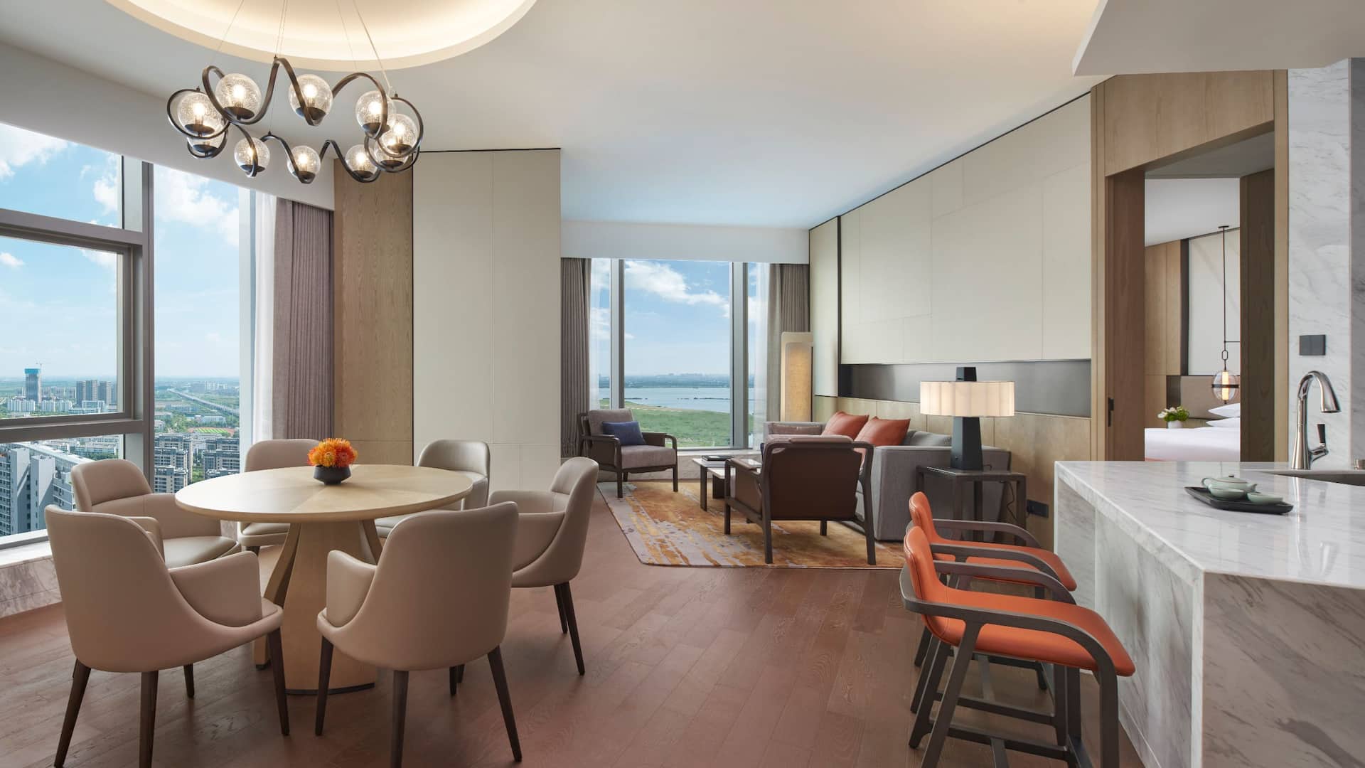 Hyatt Regency Changshu Kuncheng Lake Two King Deluxe Lake View Suite Dining Room