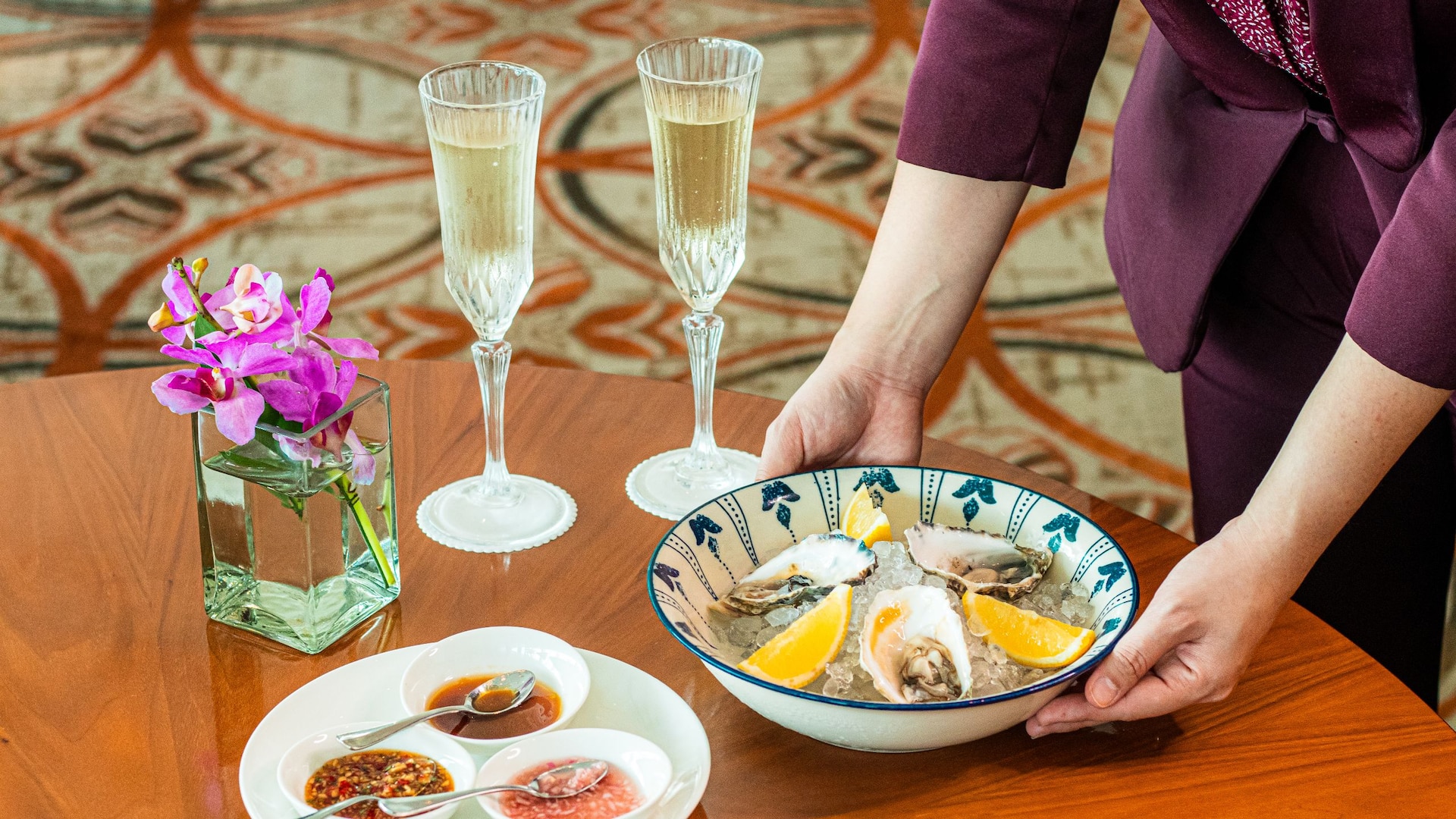 Grand Hyatt Jakarta Sunset Aperitivo Oysters Table Wide