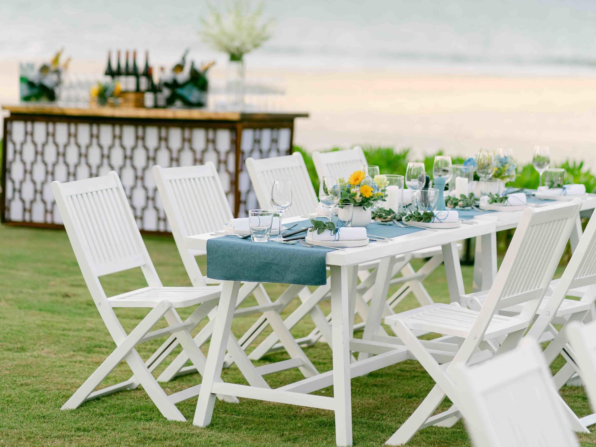 Hyatt Regency Danang Resort and Spa Barbecue Beachfront Set Up Dining Table Bar