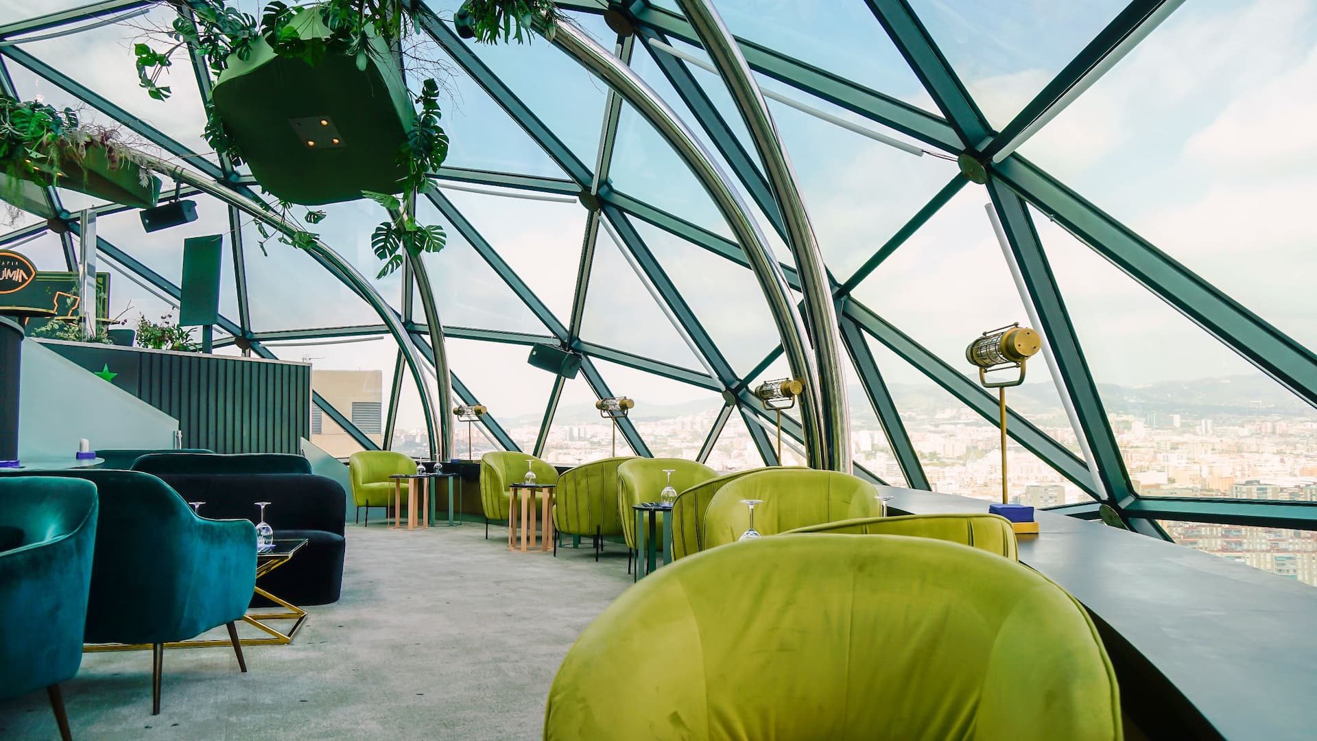 Hyatt Regency Barcelona Tower Skyfall Cocktail Club Window Seating Daytime