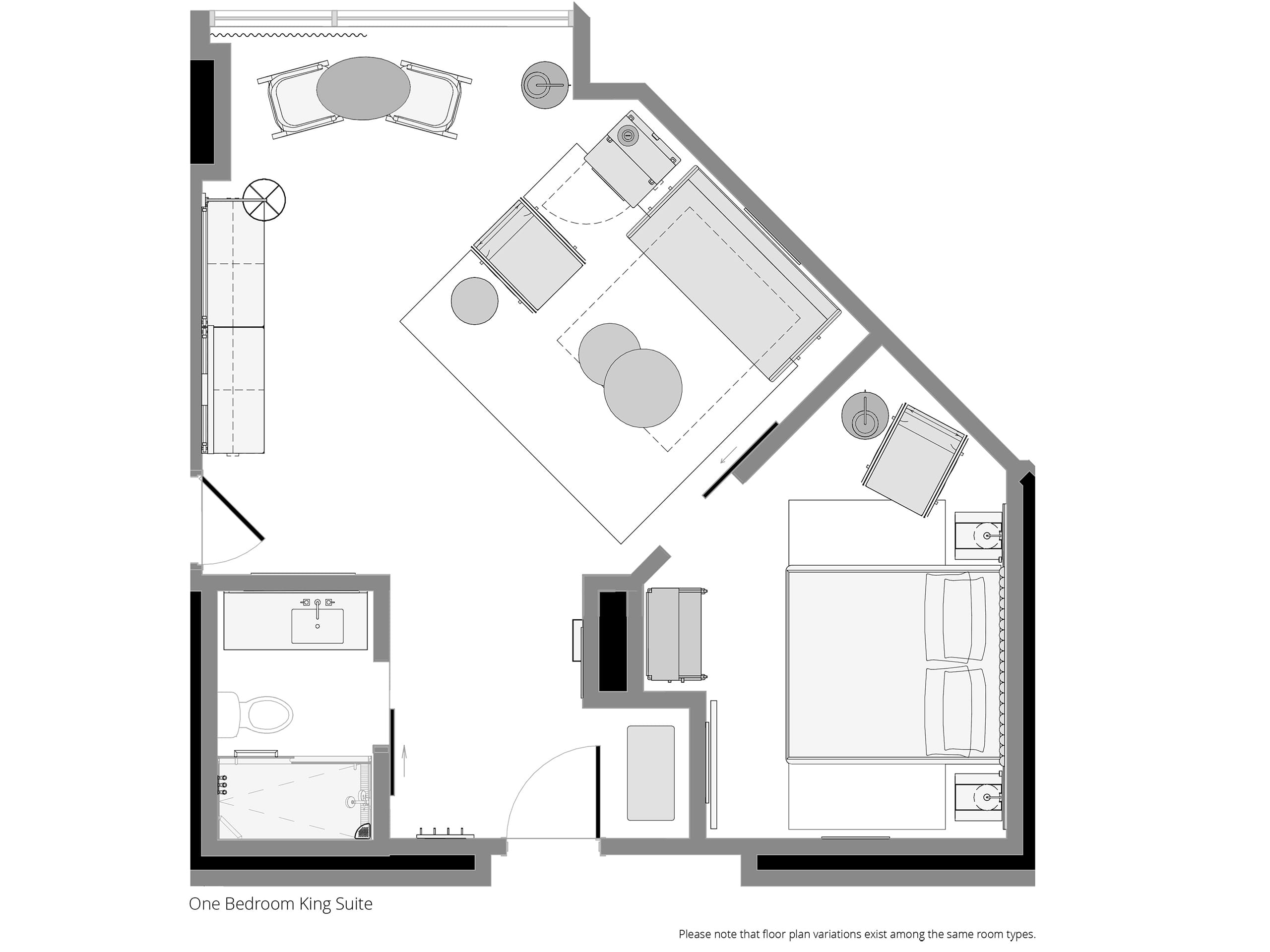 Hyatt Regency Irvine One Bedroom King Suite Layout One Floorplan