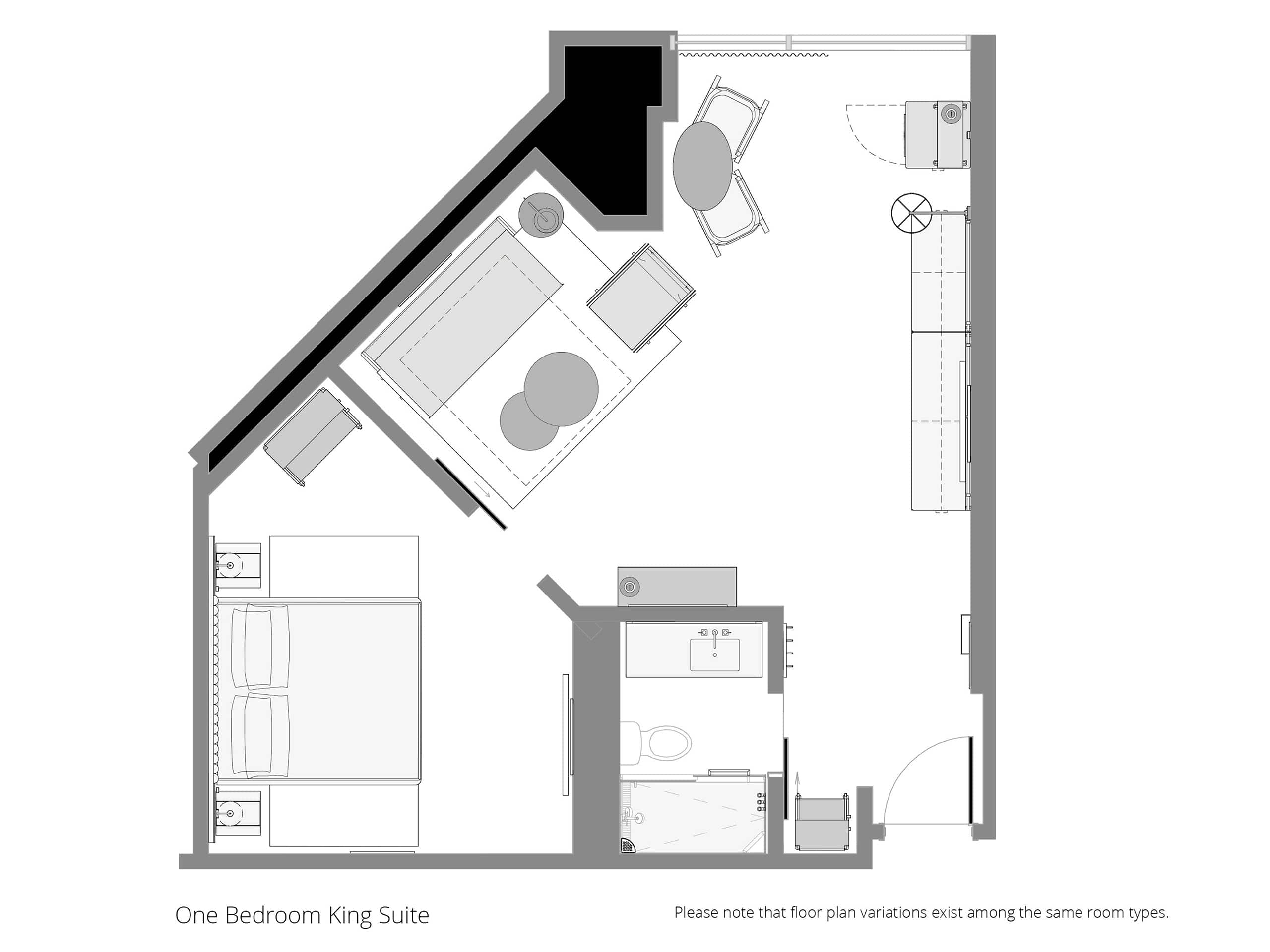 Hyatt Regency Irvine One Bedroom King Suite Layout Two Floorplan