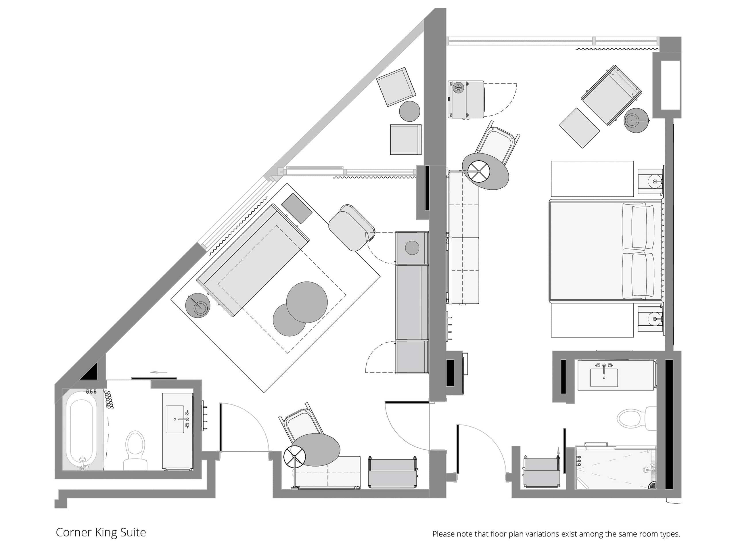 Hyatt Regency Irvine Corner King Suite Floorplan