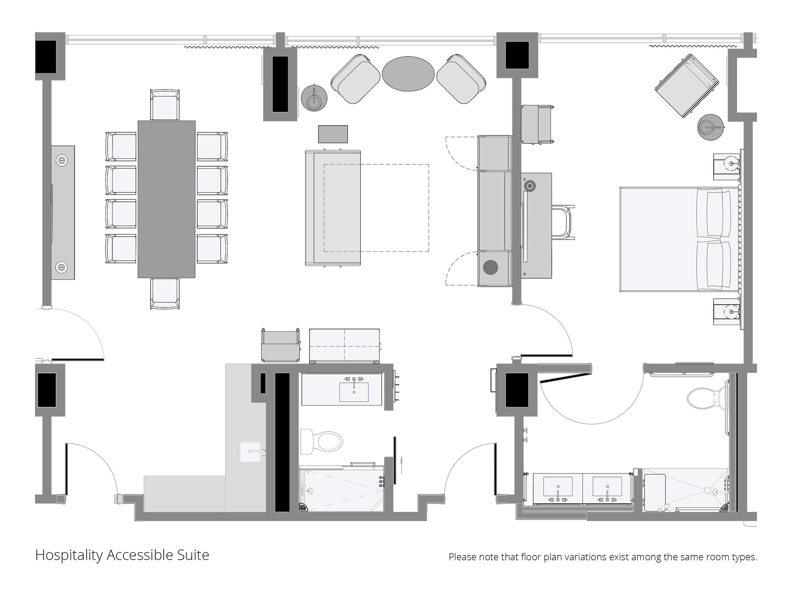 Hyatt Regency Irvine Hospitality Accessible Suite Shower Layout One Floorplan