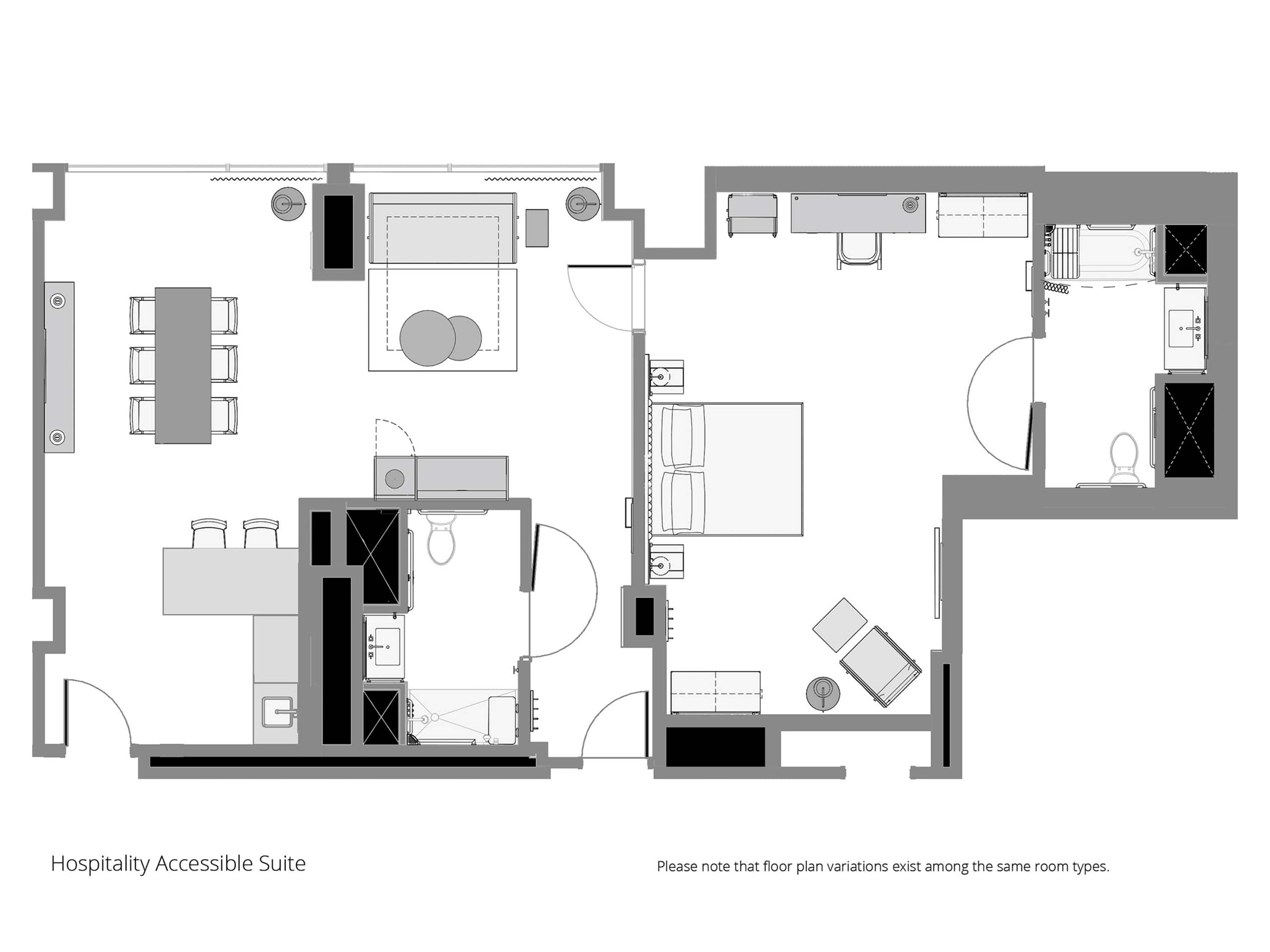 Hyatt Regency Irvine Hospitality Accessible Suite Shower Layout Two Floorplan