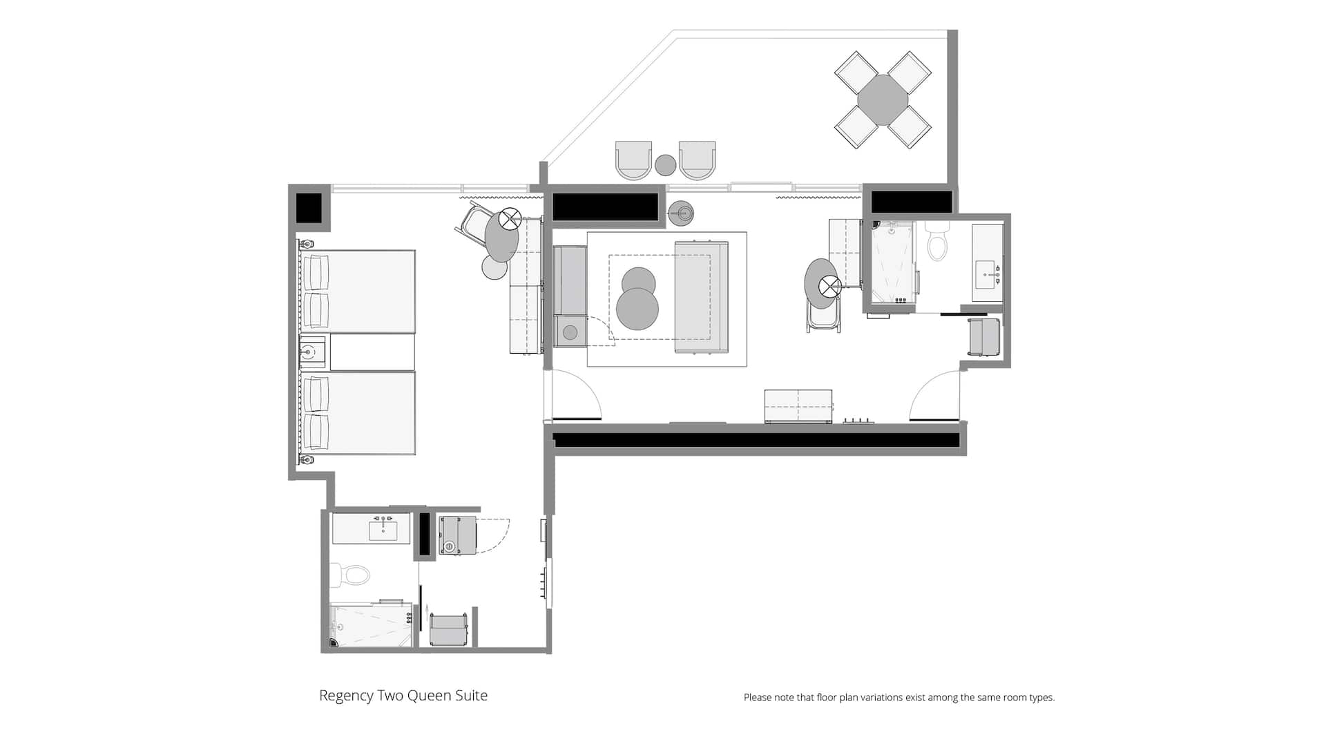 4 из 4 Hyatt Regency Irvine Regency Two Queen Suite Floorplan