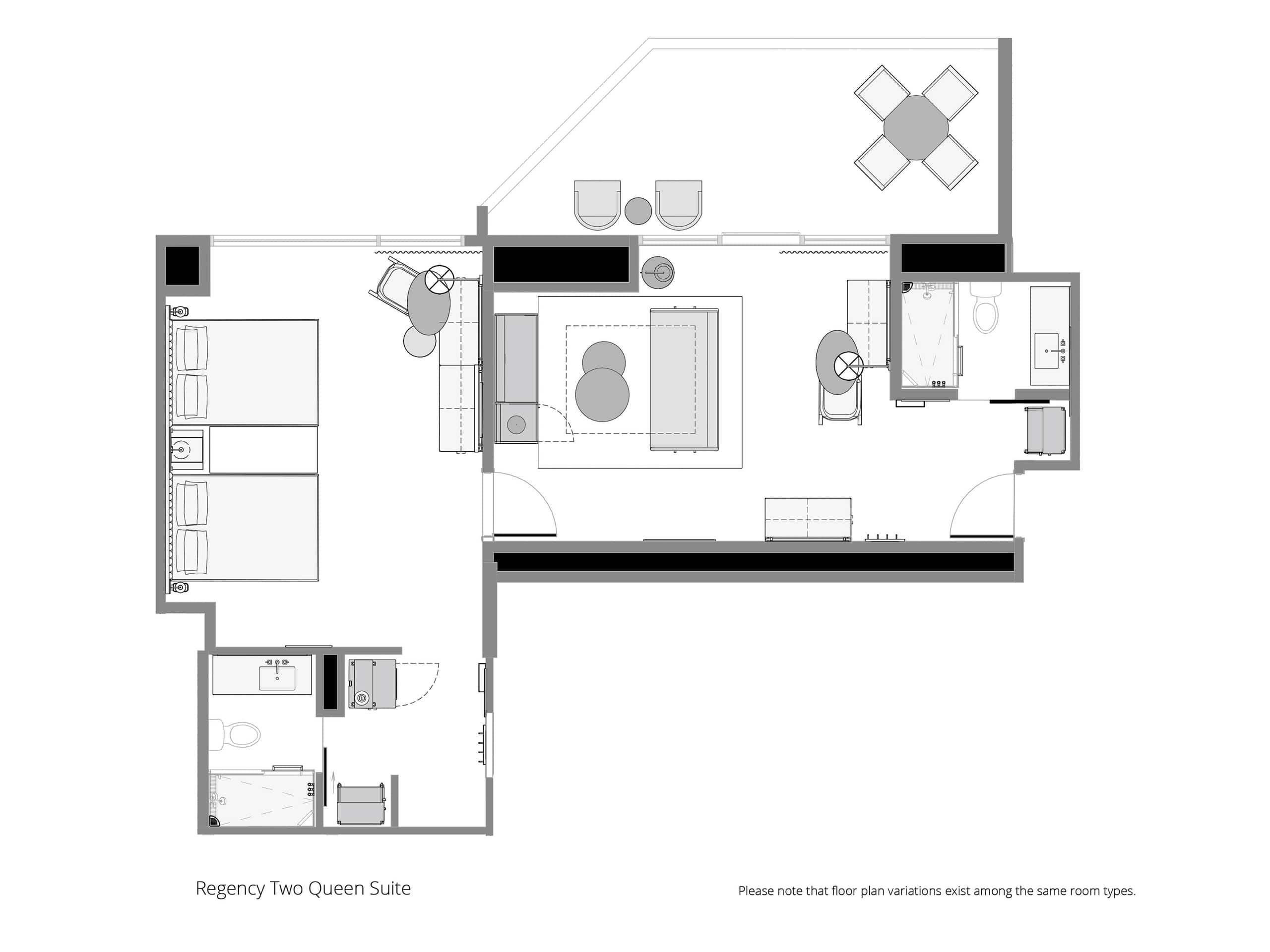 Hyatt Regency Irvine Regency Two Queen Suite Floorplan