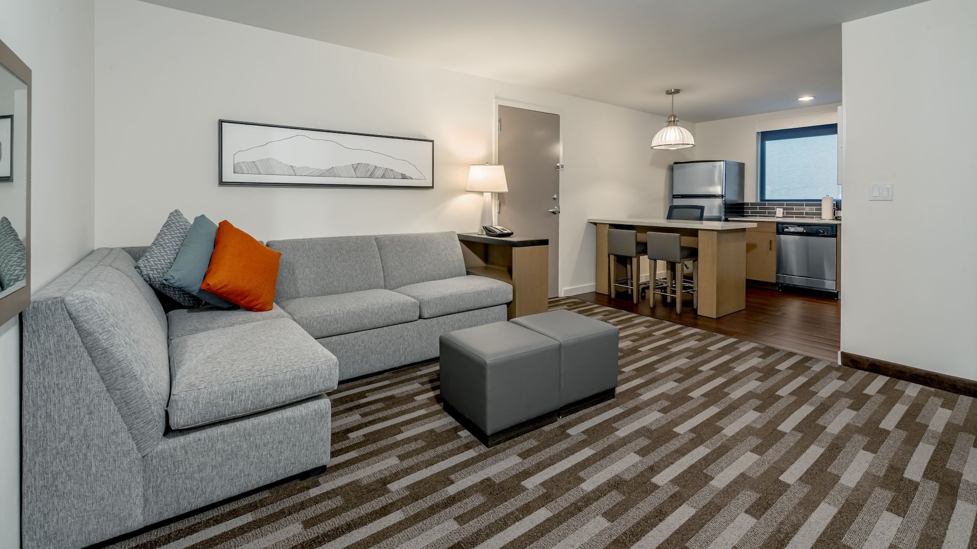 Hyatt House Salt Lake City/Downtown King One Bedroom Suite Living Room Into Kitchen