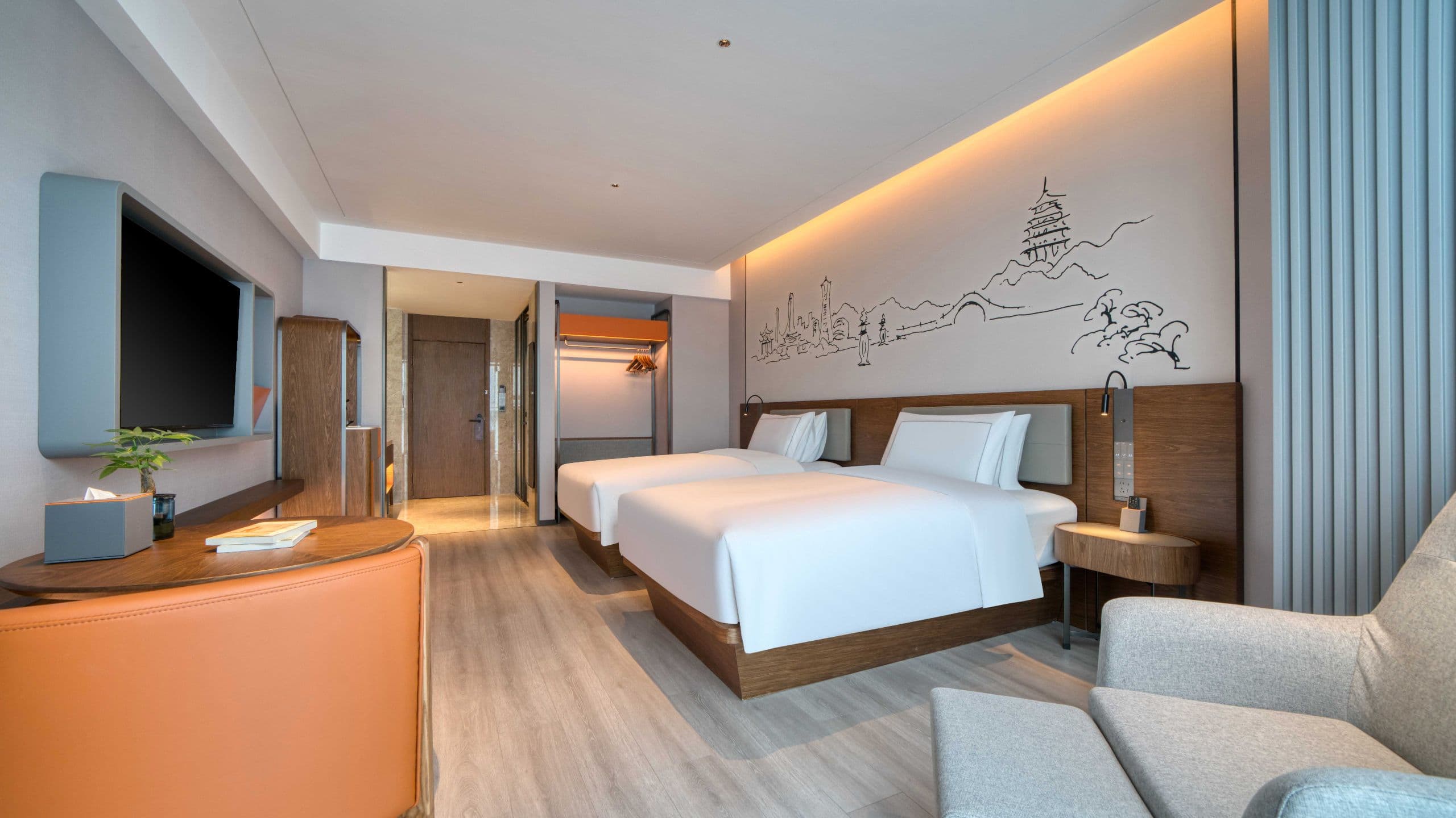 UrCove Hangzhou North Grand Canal Business Deluxe Twin Guestroom Sofa