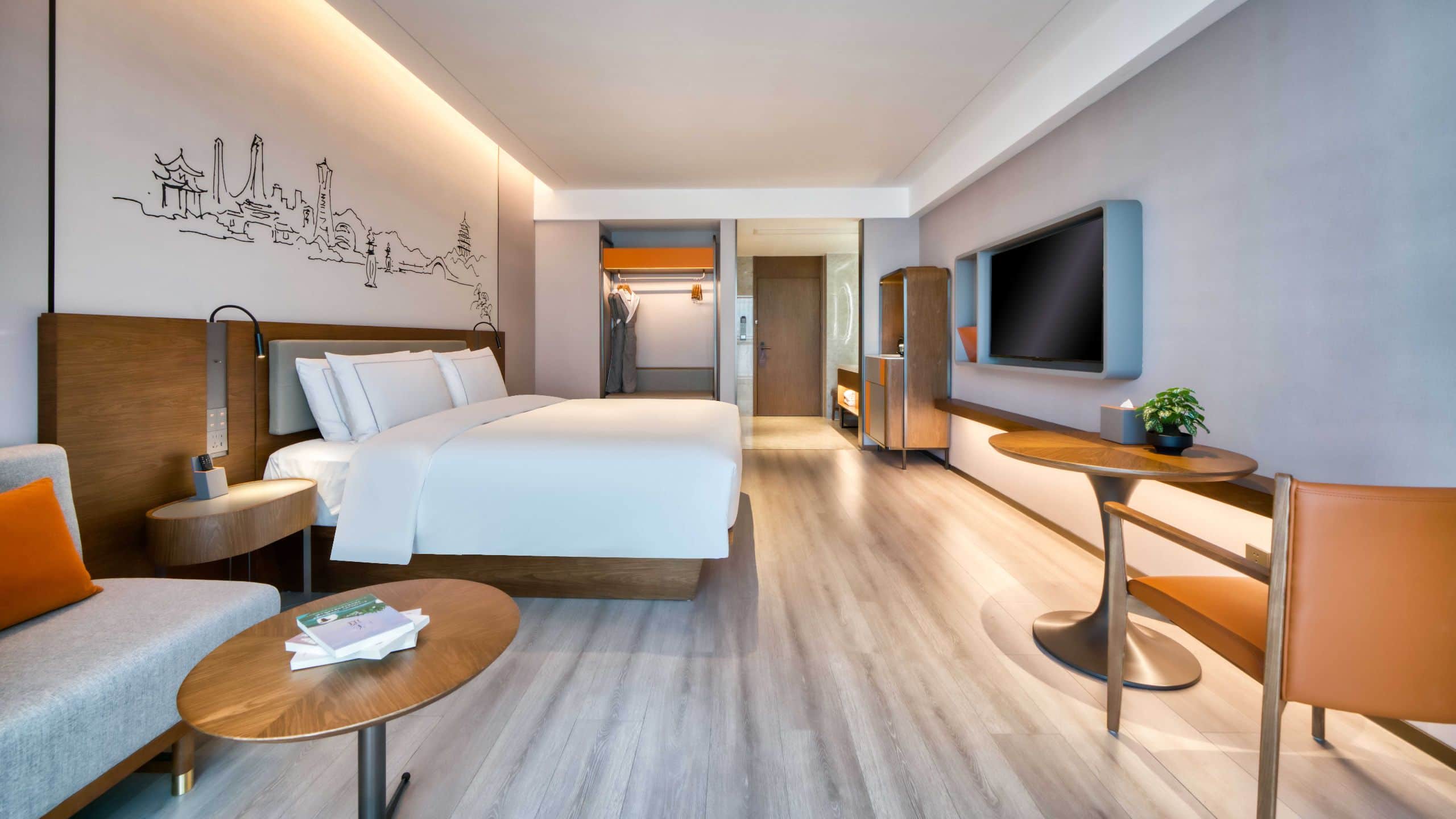 2 of 4 UrCove Hangzhou North Grand Canal Wellness Guestroom King Bed