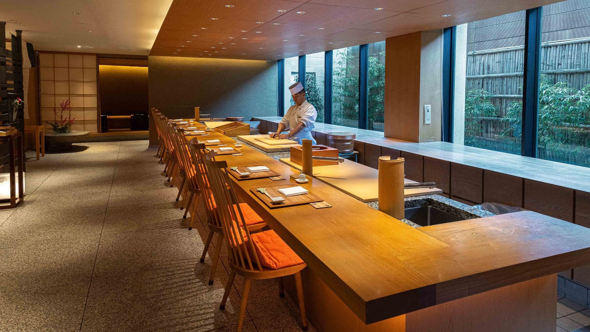 Hyatt Regency Hakone Resort and Spa Dining Room Sushi Counter Chef Side