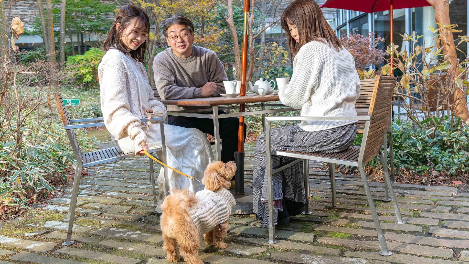 Hyatt Regency Hakone Resort and Spa Patio Teatime Family With Dog