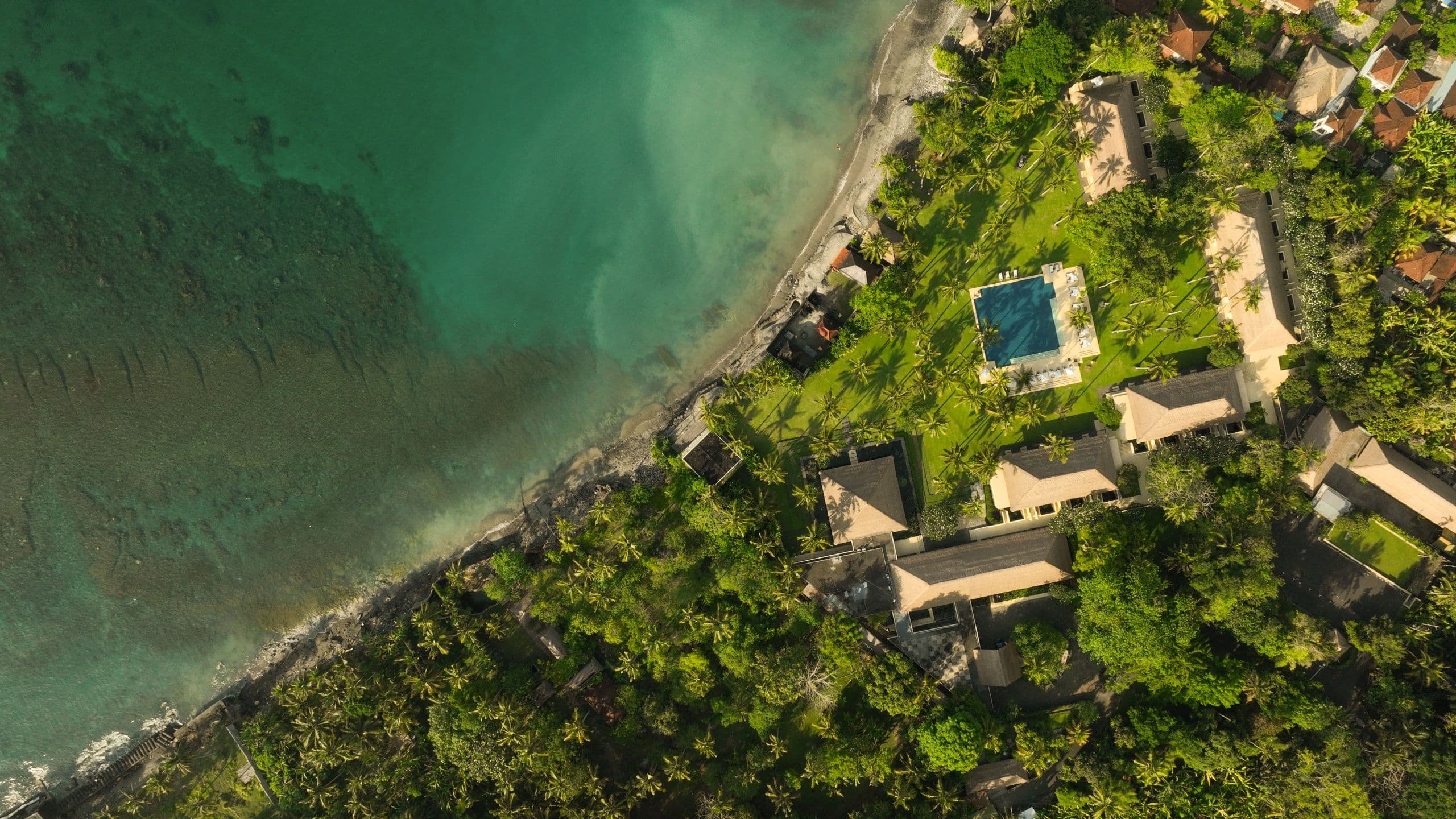 Alila Manggis Aerial Shoot From Drone Zoom Out