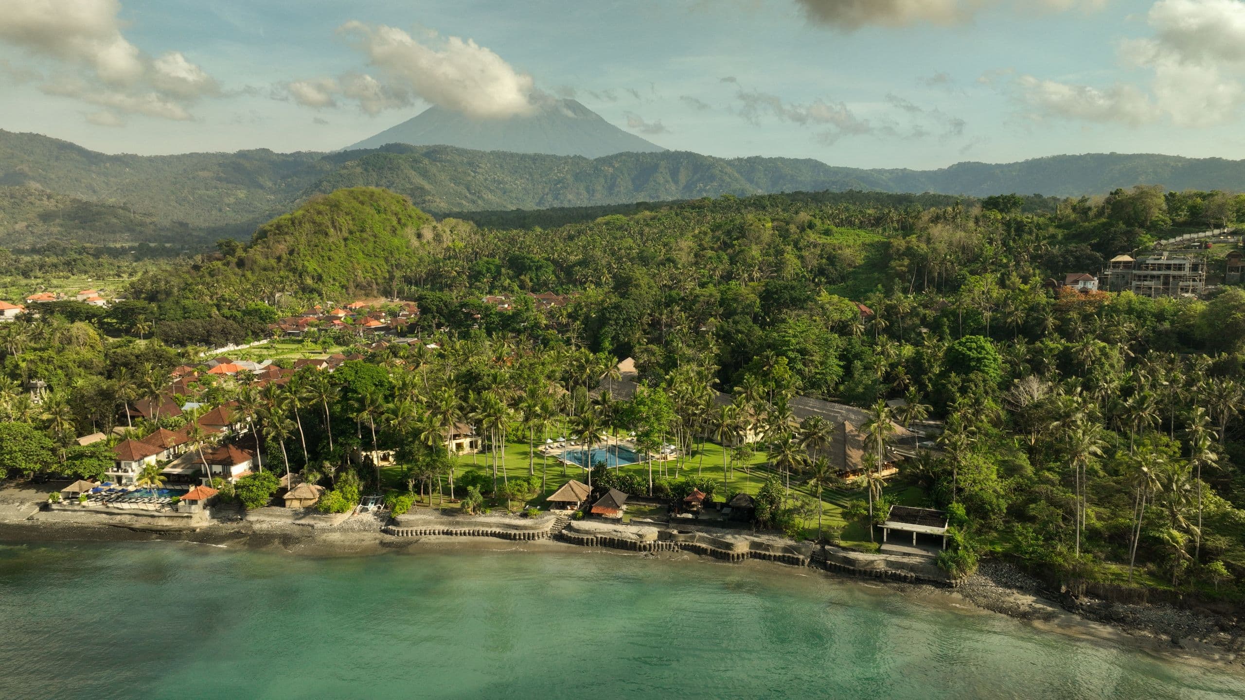 Alila Manggis Shoot Drone Aerial With Ocean