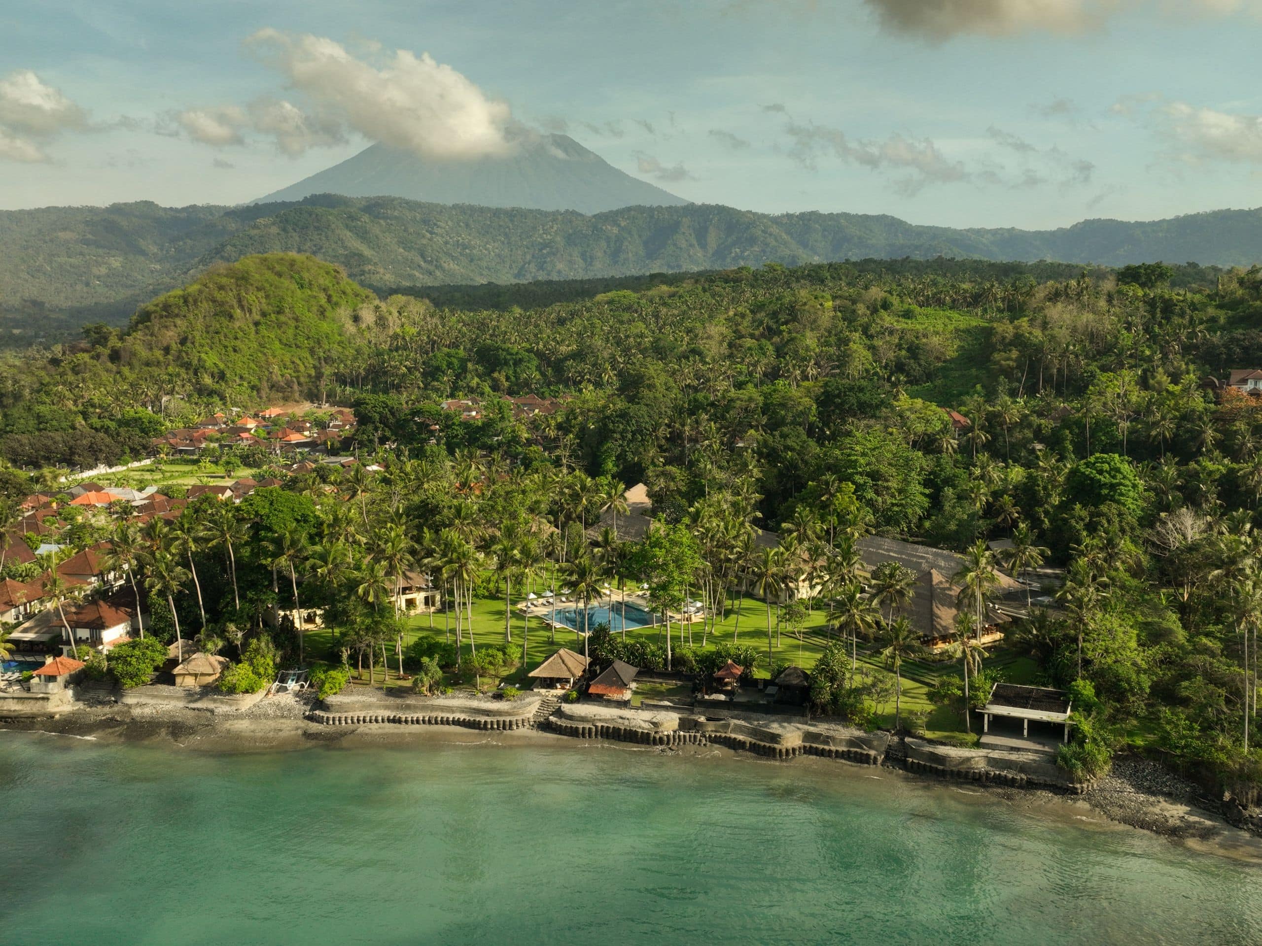 Alila Manggis Shoot Drone Aerial With Ocean