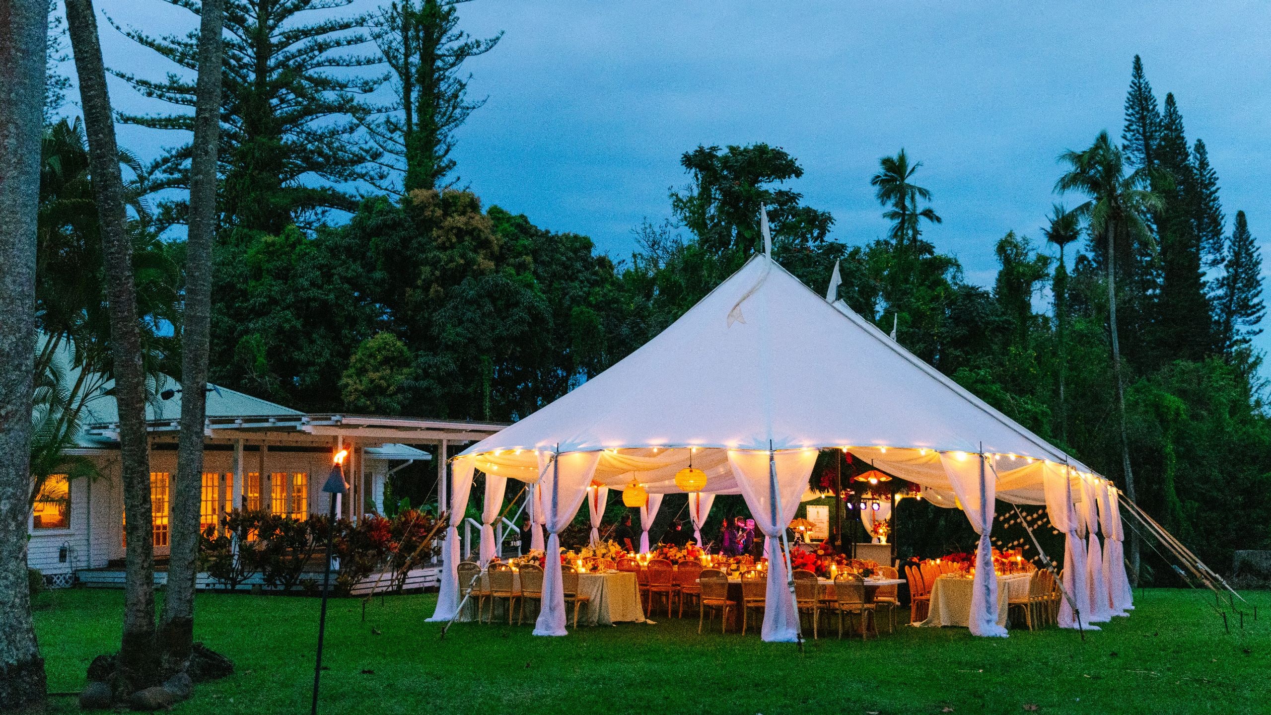 Hana-Maui Resort Guest House Wedding Reception Evening