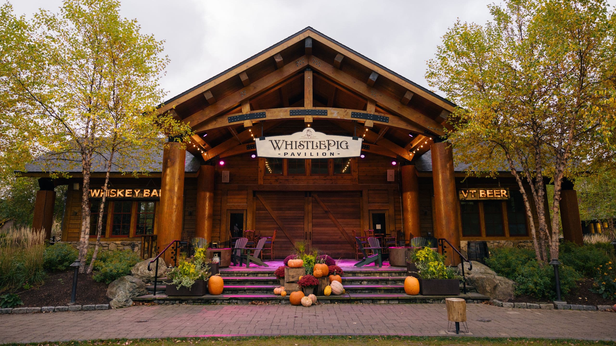 The Lodge at Spruce Peak Whistle Pig Pavilion Fall View