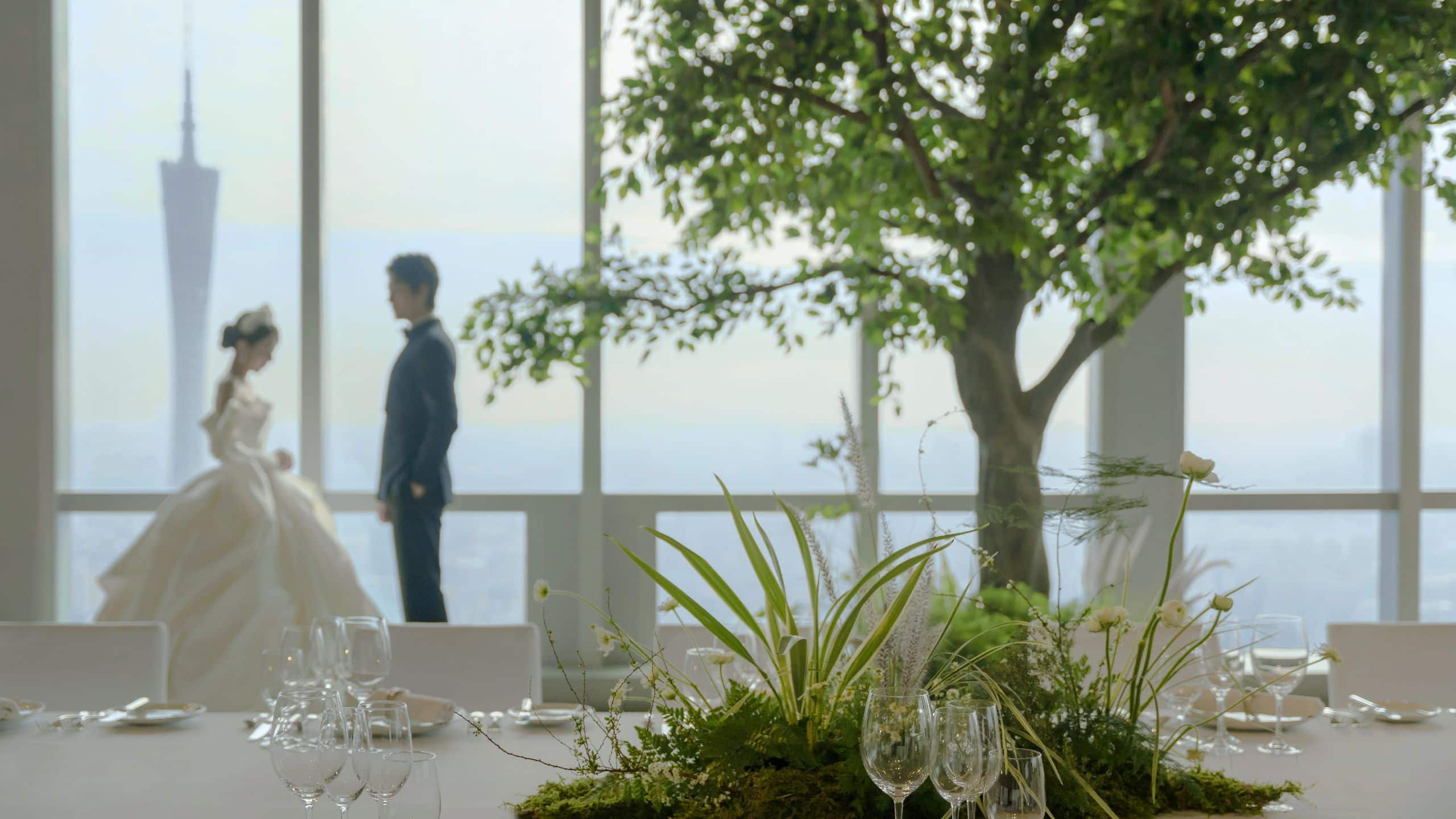 Park Hyatt Guangzhou Wedding Reception Dining Table Bride Groom