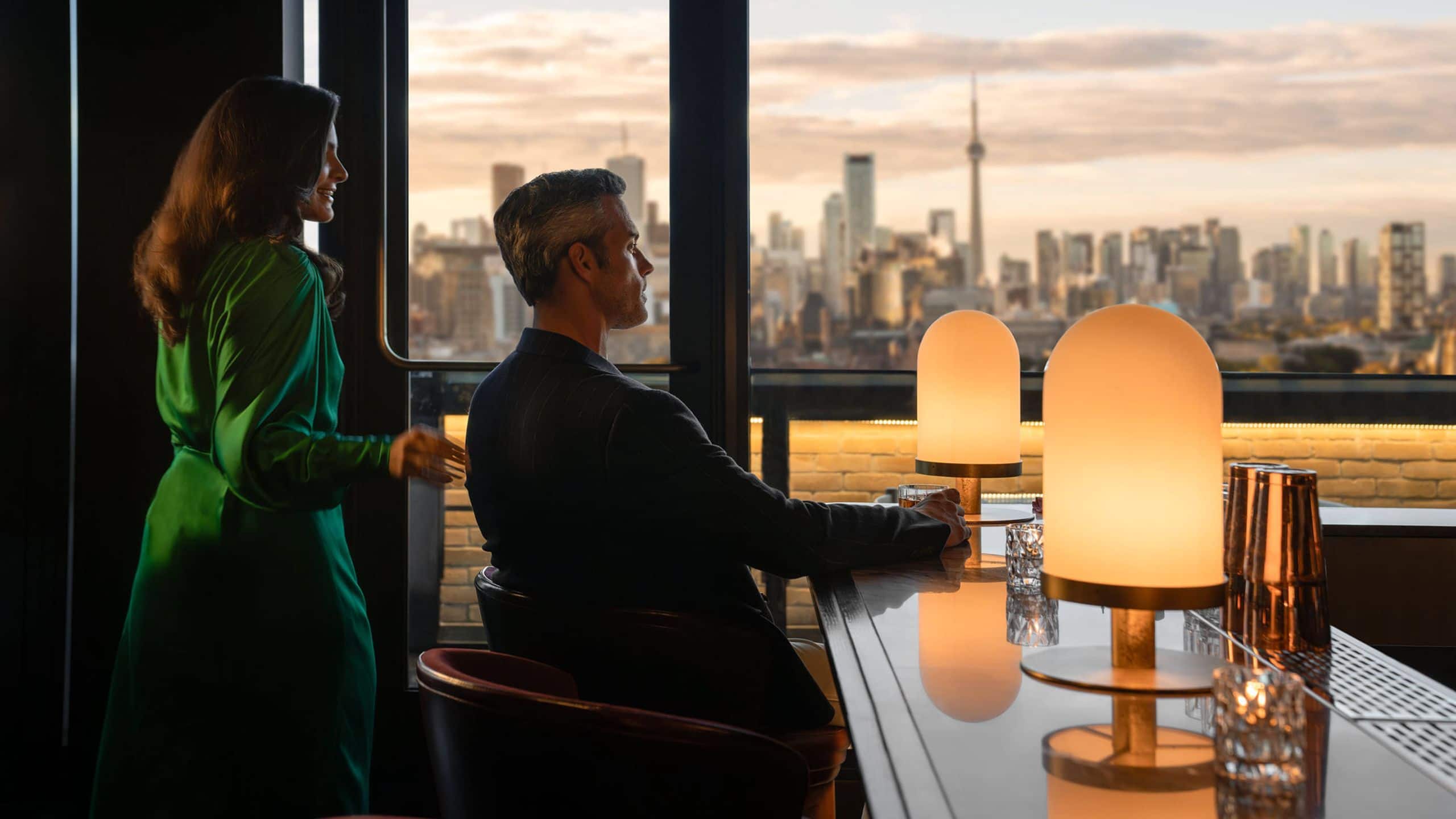 Park Hyatt Toronto Writers Room Couple With Skyline